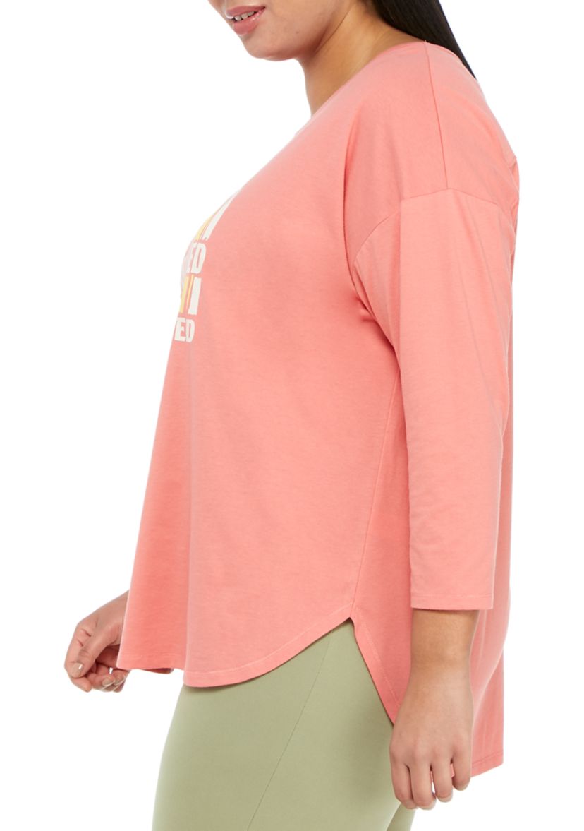 Studio Plus Size 3/4 Sleeve Distance T-Shirt