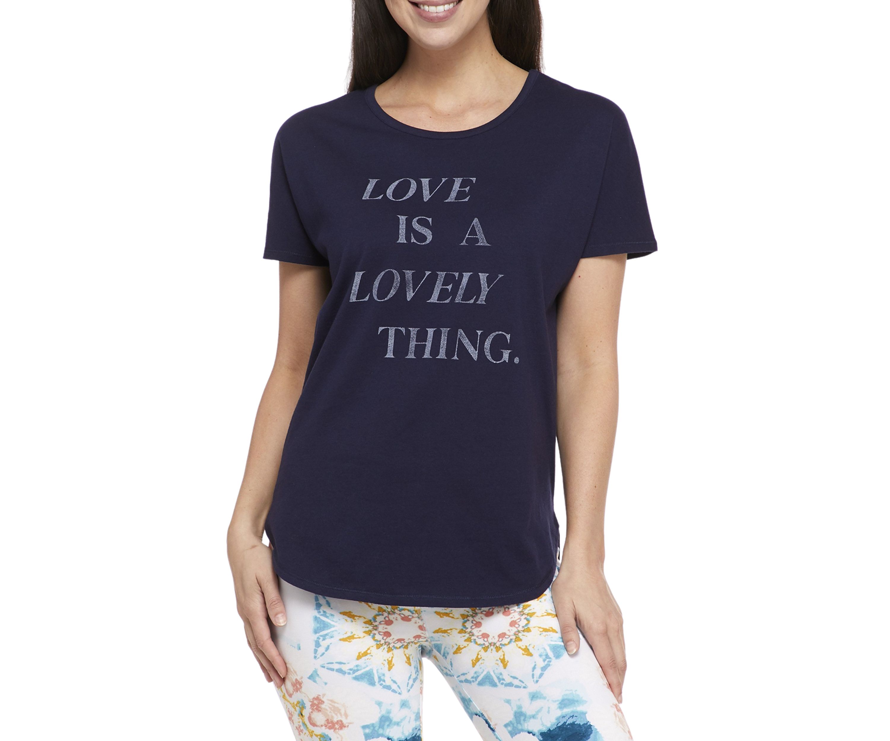 Studio Womens Short Sleeve Crew Neck Graphic T-Shirt 