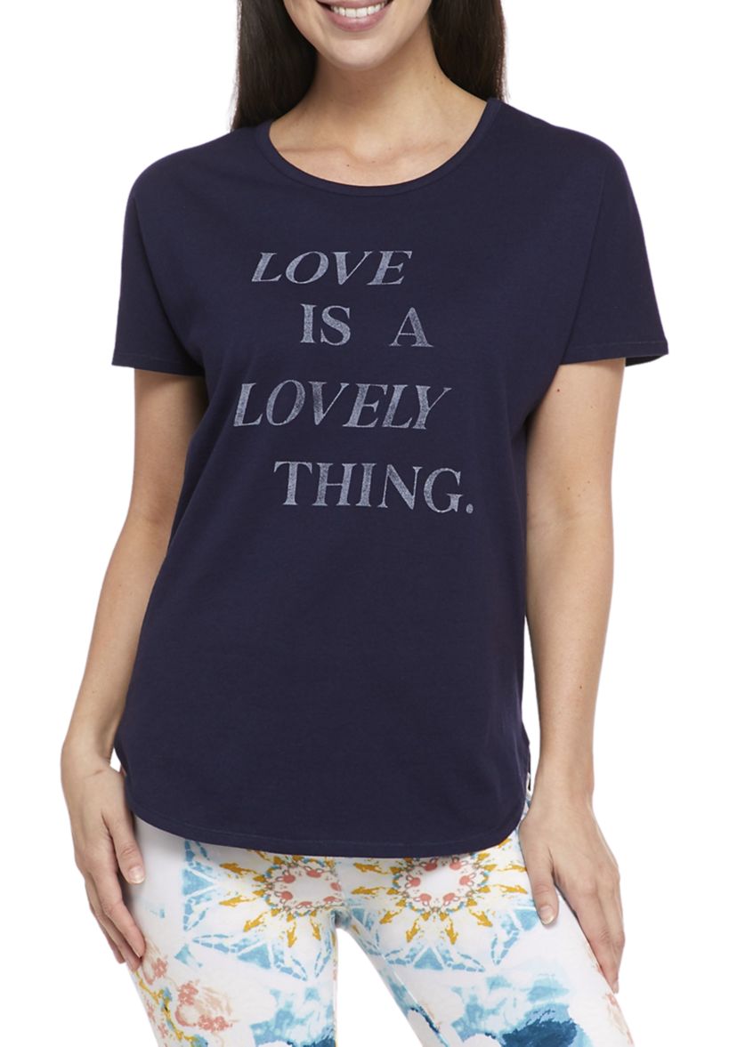 Studio Womens Short Sleeve Crew Neck Graphic T-Shirt 