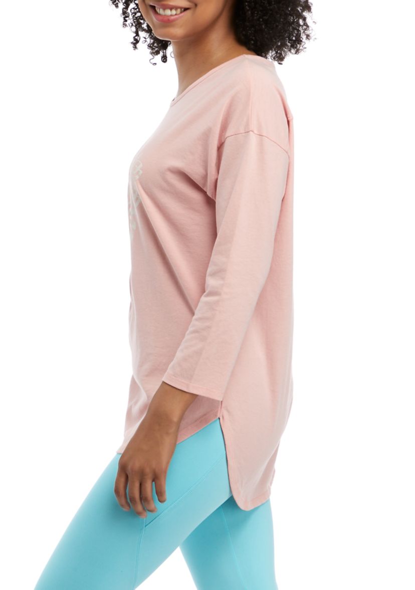 Studio Womens 3/4 Sleeve Graphic T-Shirt 