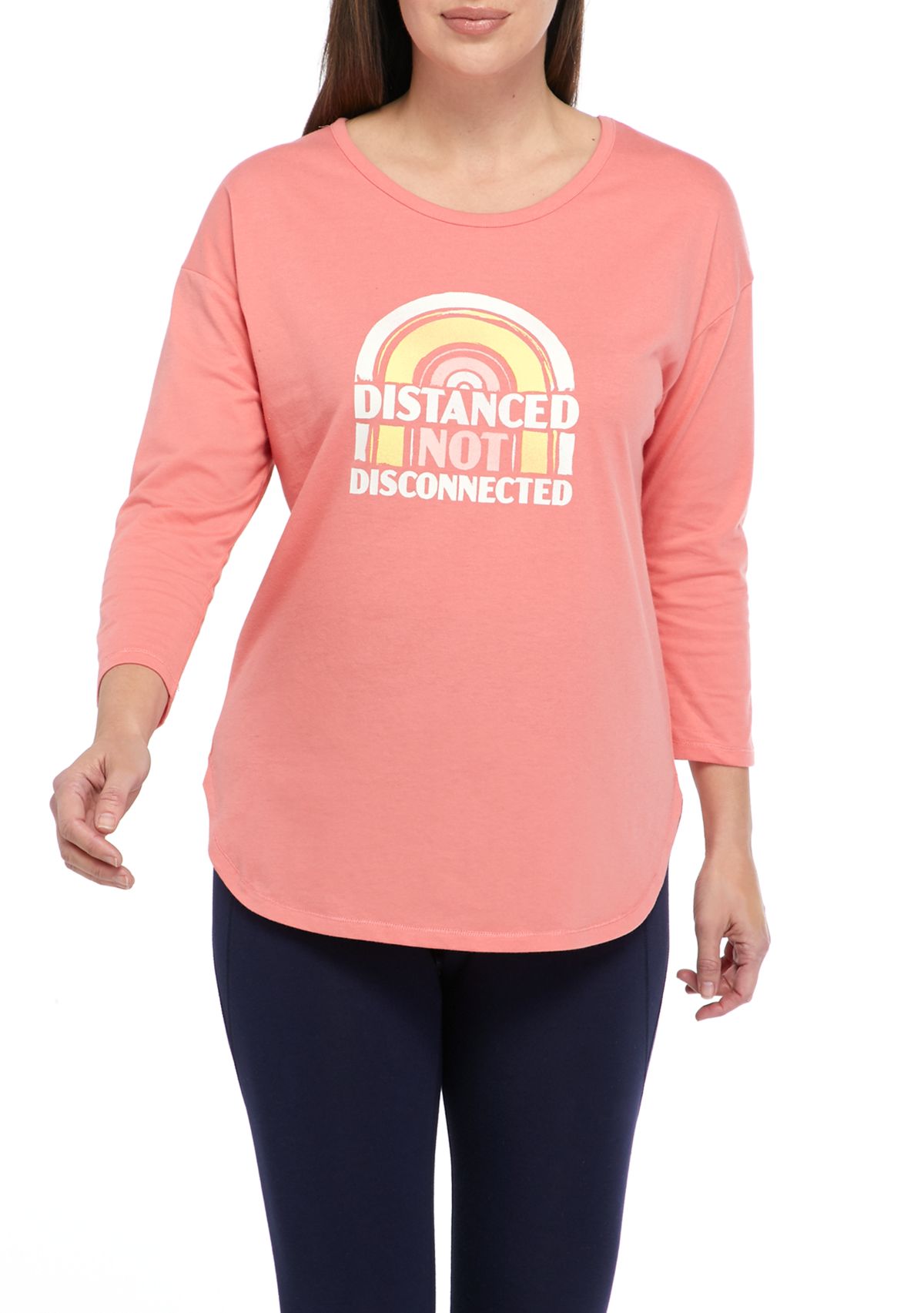 Studio Womens 3/4 Sleeve Distance T-Shirt 