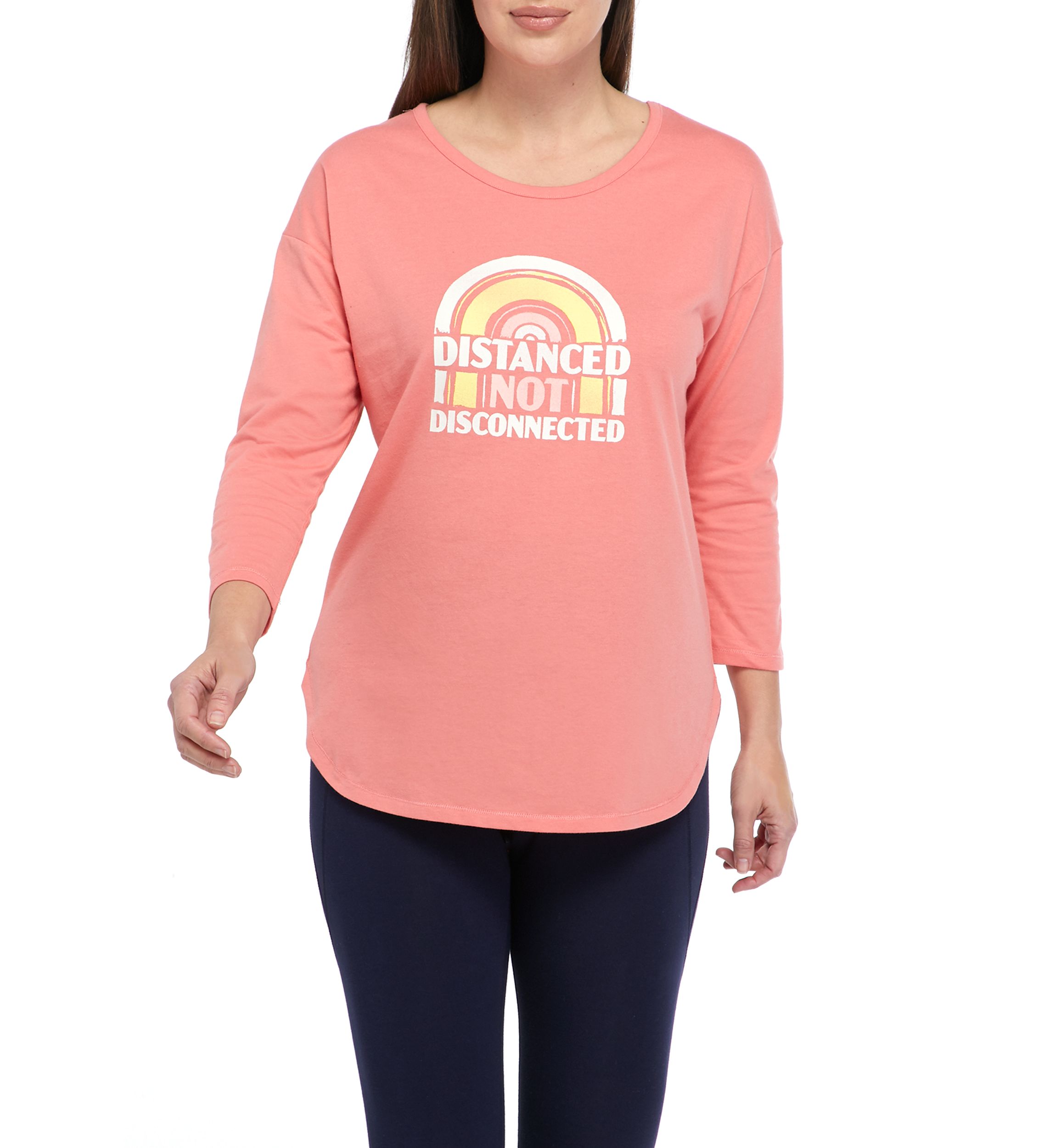 Studio Womens 3/4 Sleeve Distance T-Shirt 