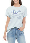 Womens Short Sleeve Love Yourself Graphic T-Shirt