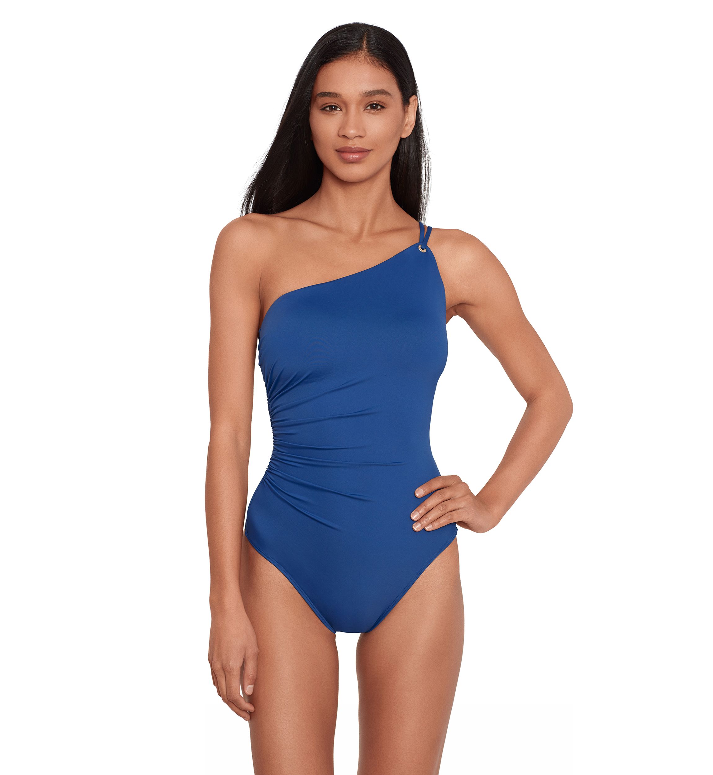 Double Strap One Shoulder One Piece Swimsuit