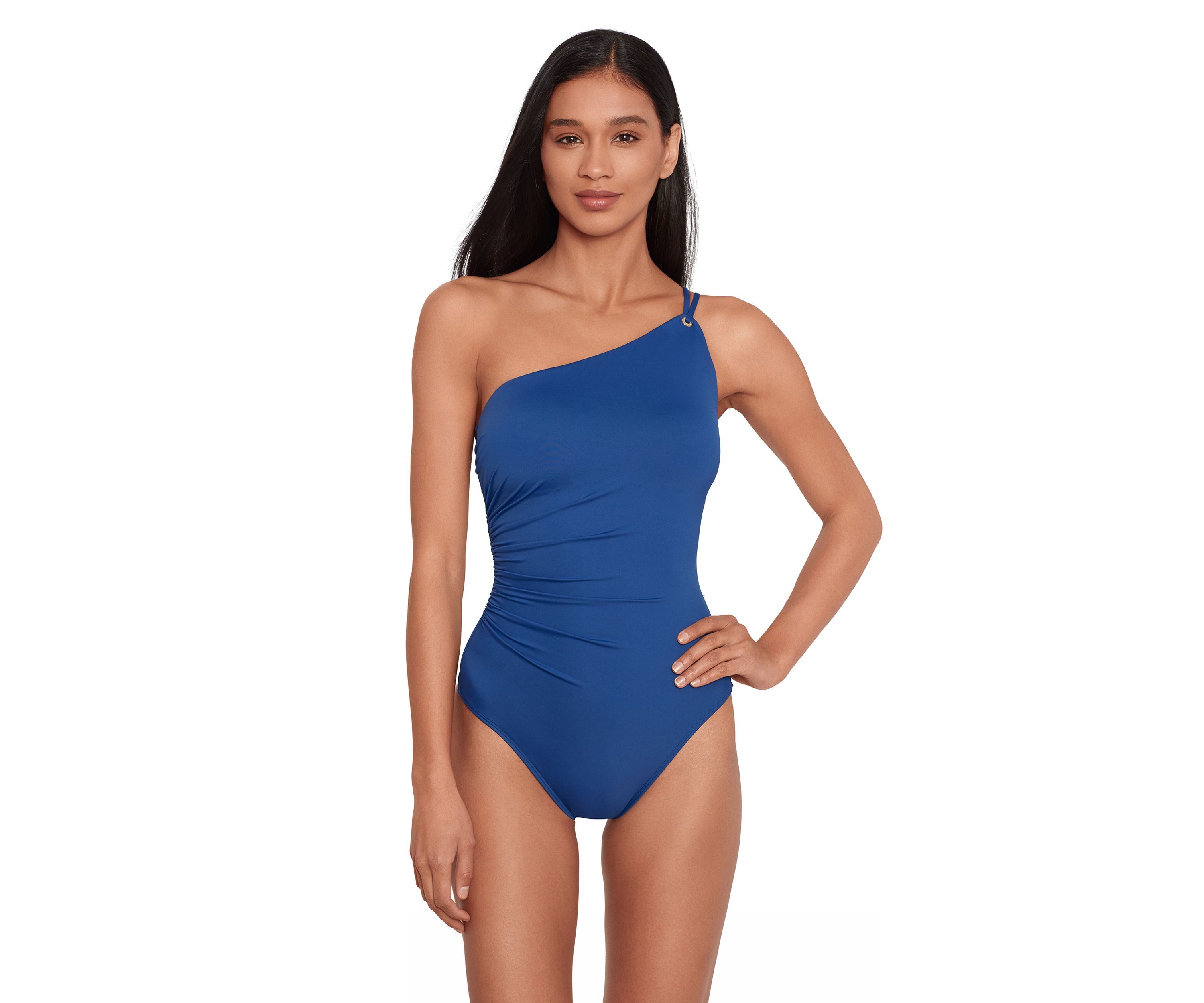 Double Strap One Shoulder One Piece Swimsuit