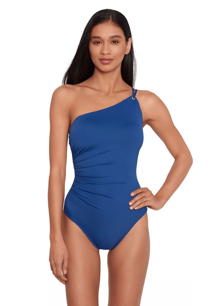 Double Strap One Shoulder One Piece Swimsuit