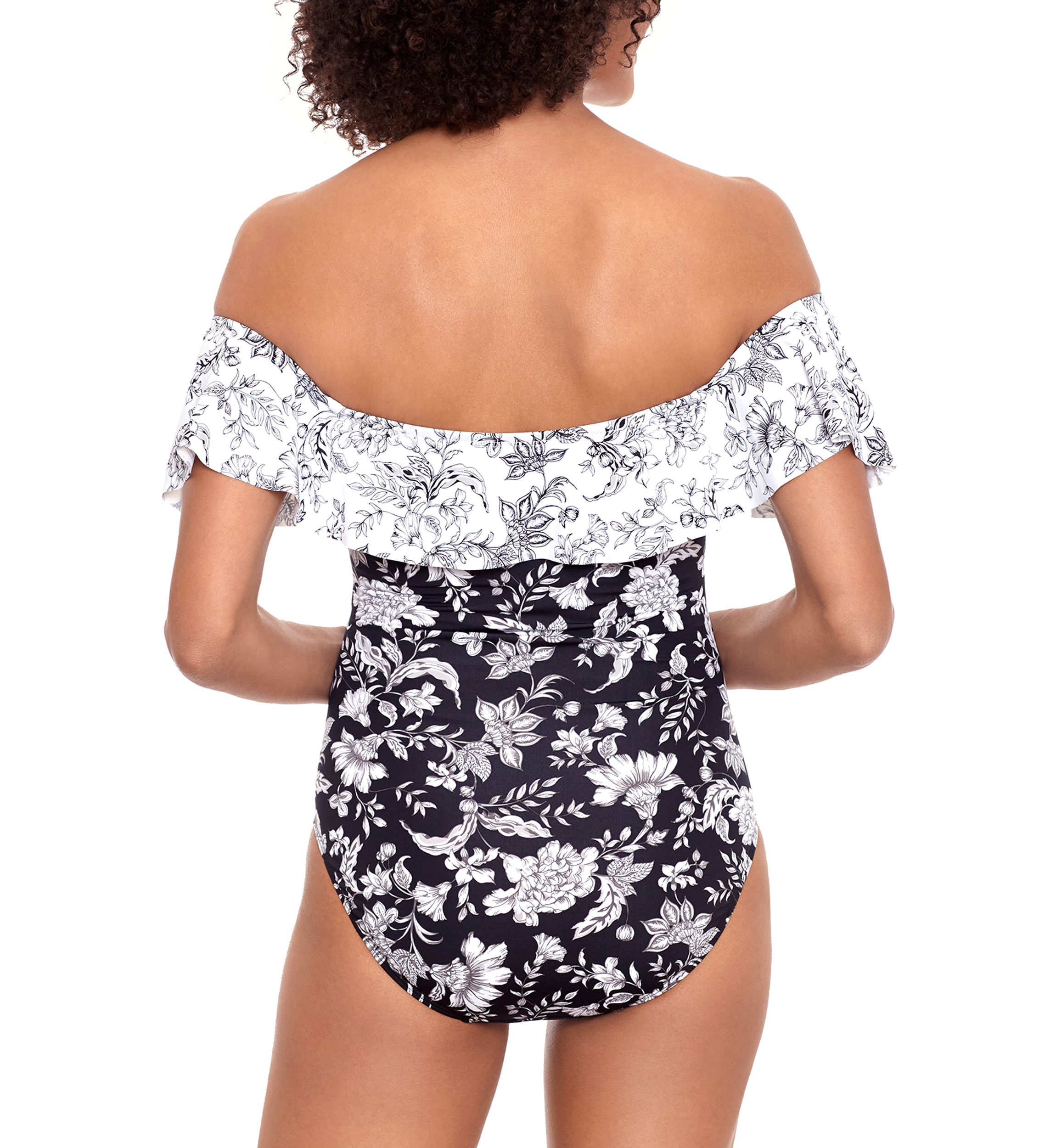 Ruffle Off the Shoulder One Piece Swimsuit 