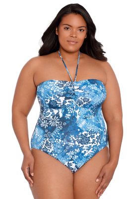 Lauren Ralph Lauren Plus Size Twisted Shirred Skirted Swimsuit