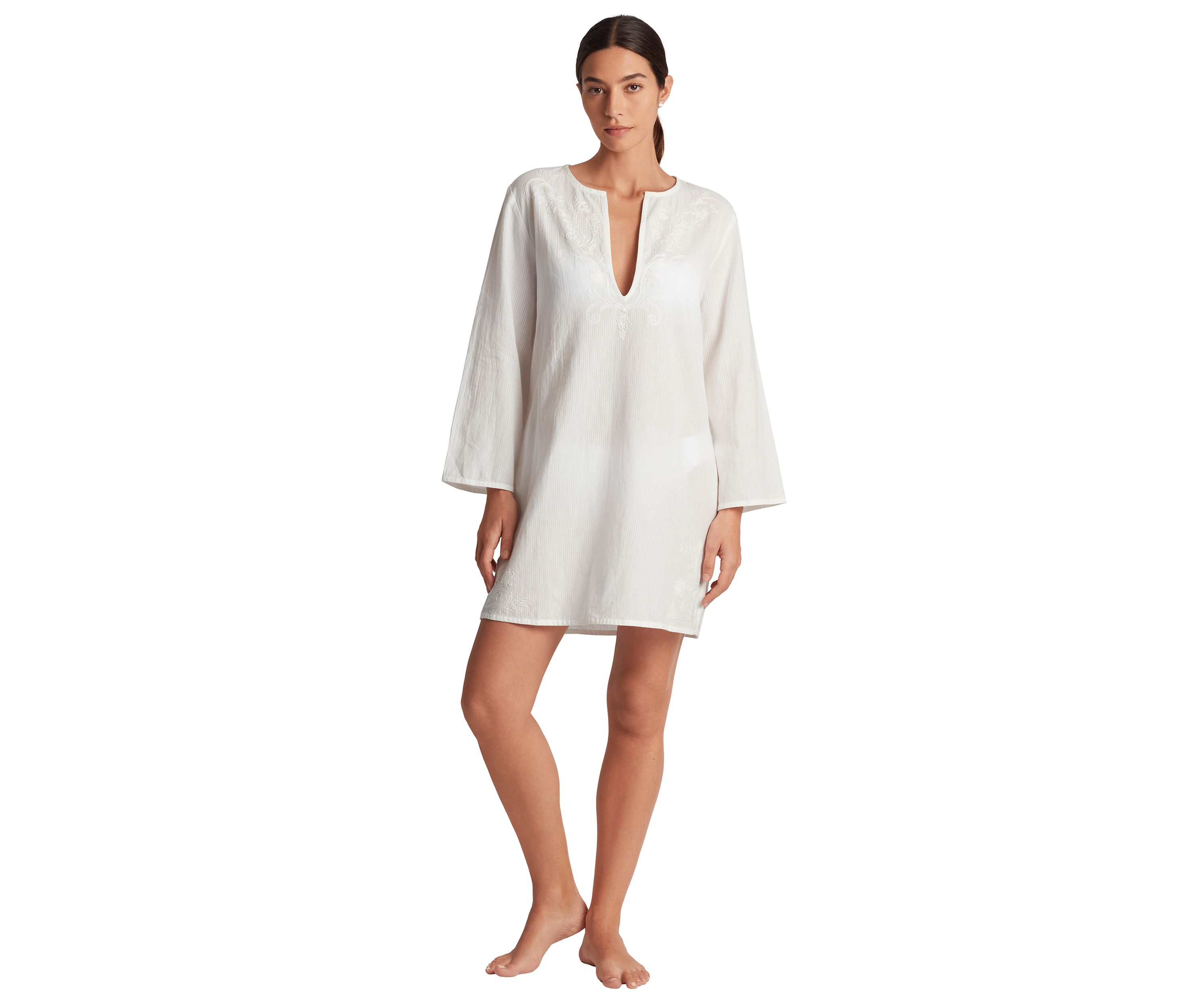Embroidered Chainstitch Tunic Swim Cover Up
