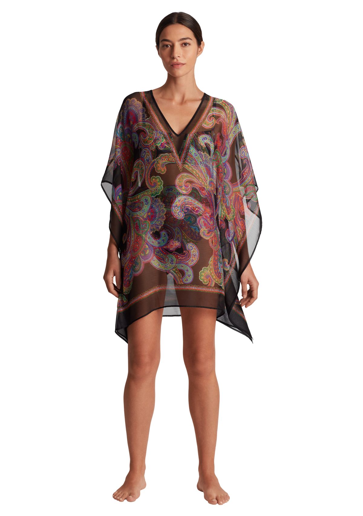 Border Poncho Swim Cover Up