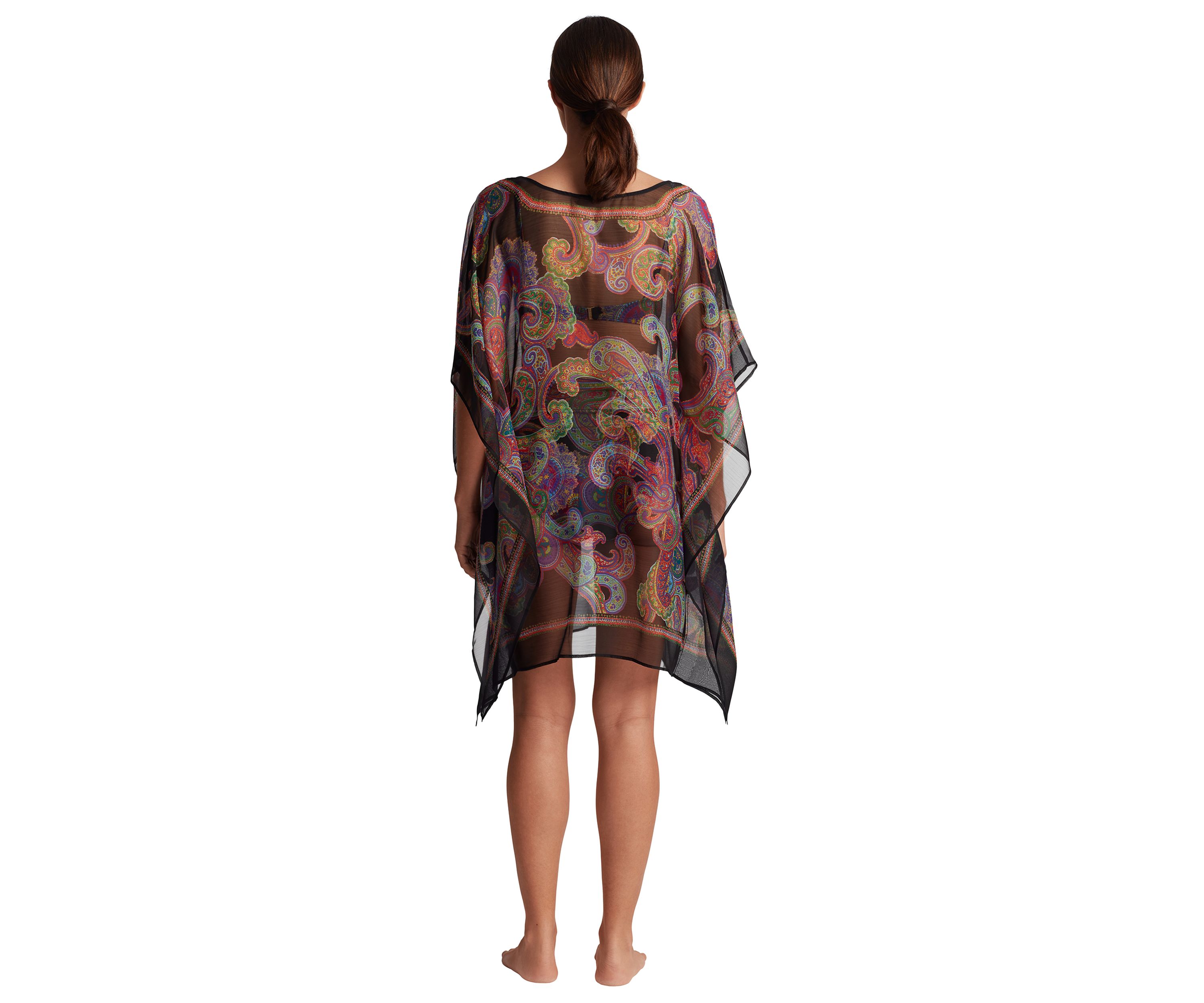 Border Poncho Swim Cover Up
