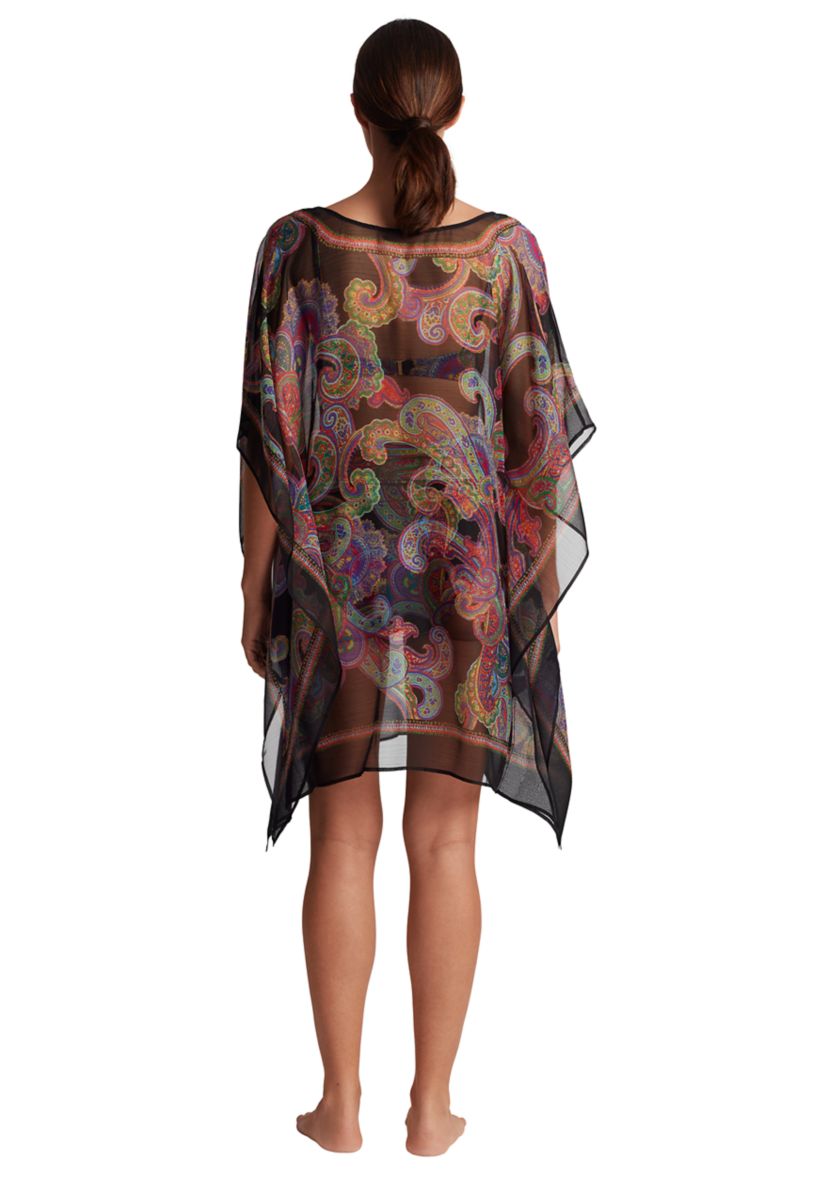 Border Poncho Swim Cover Up