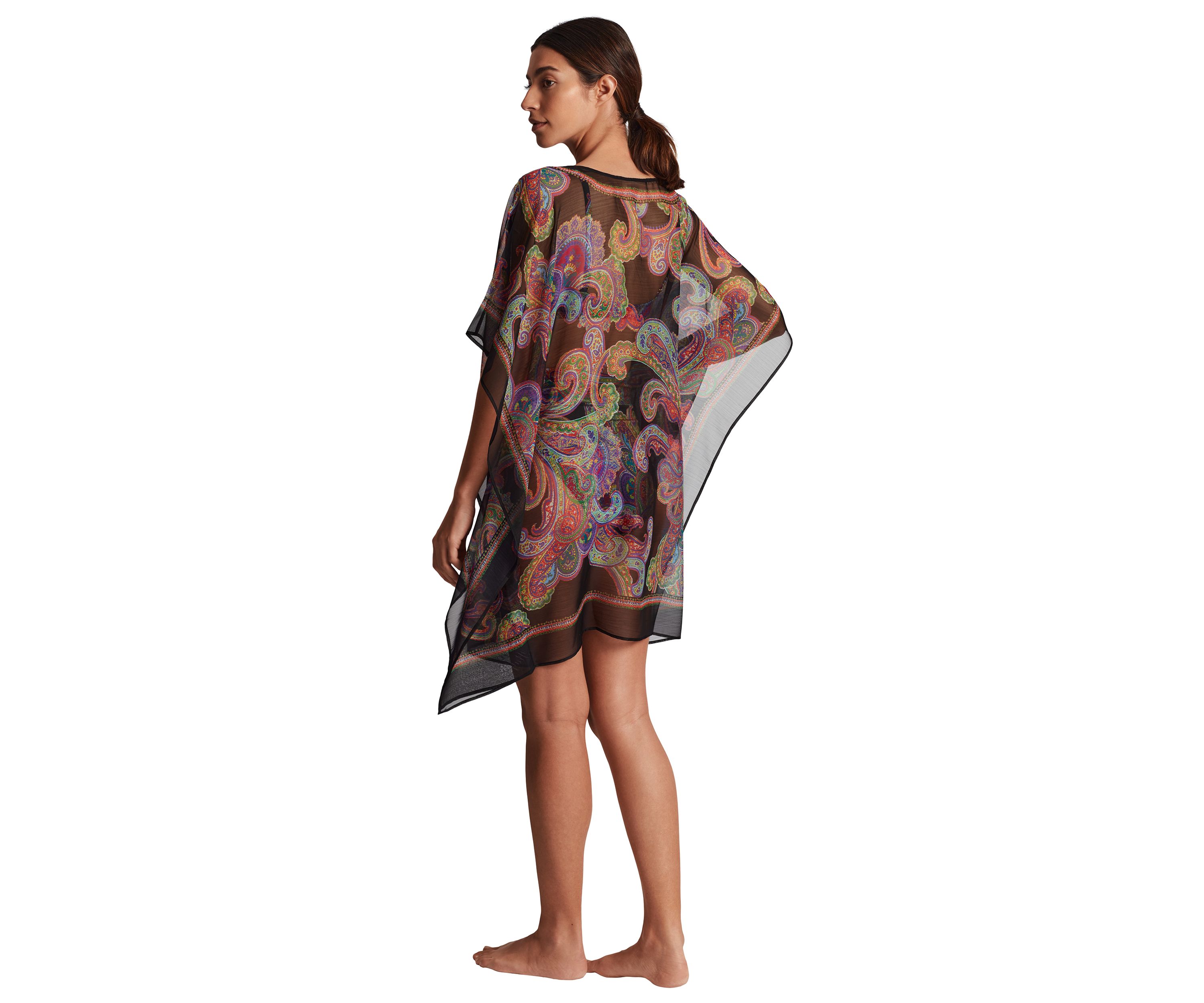 Border Poncho Swim Cover Up