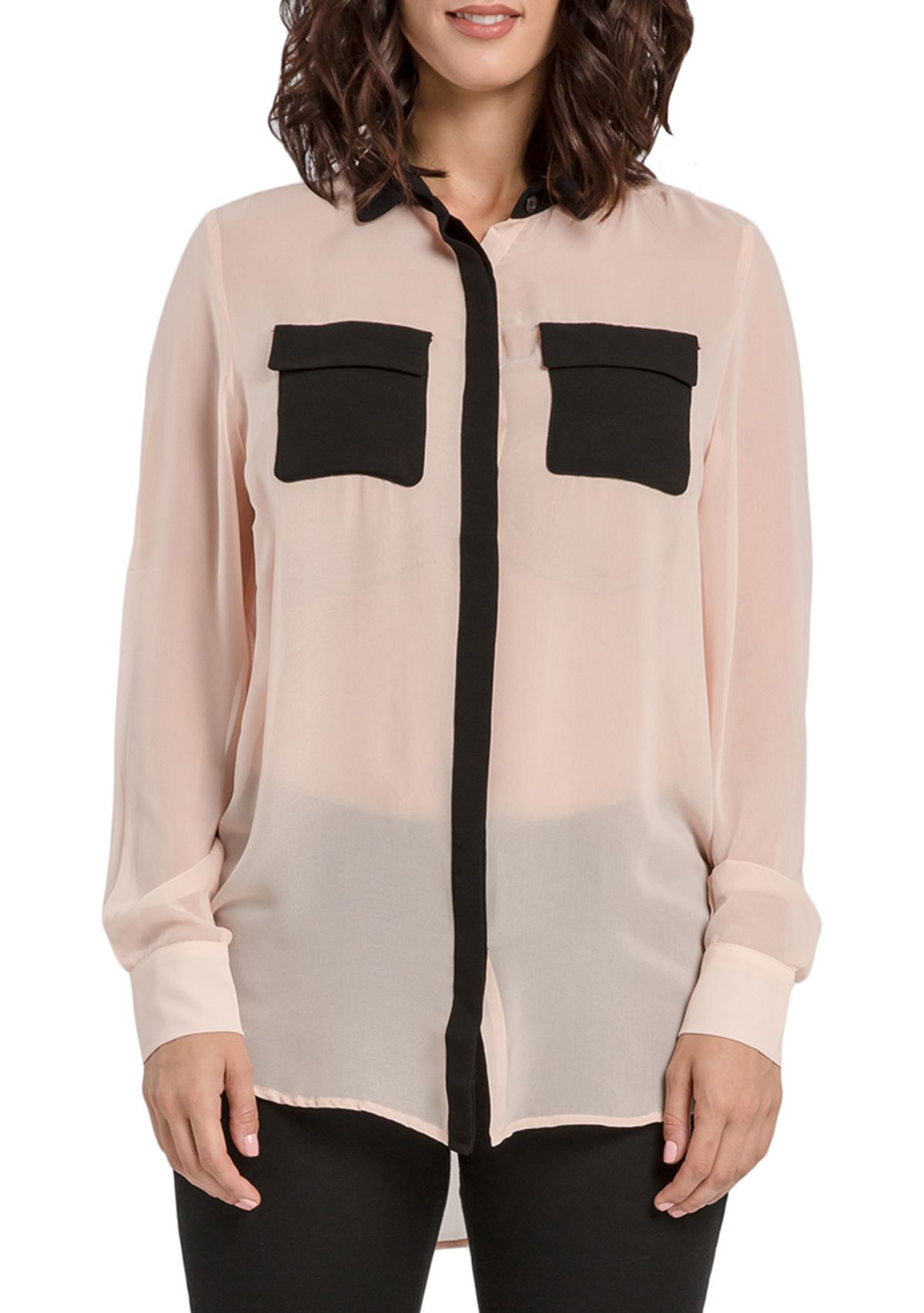 Chiffon Button Down Shirt