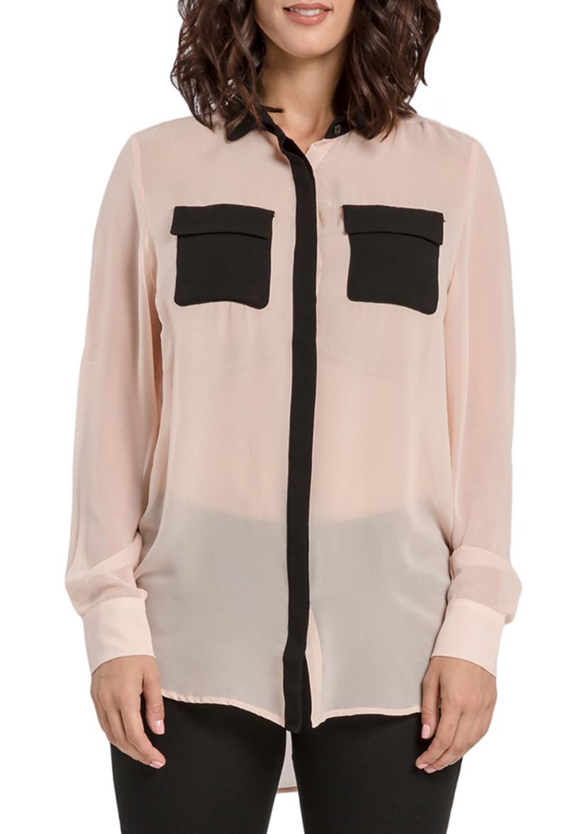 Chiffon Button Down Shirt