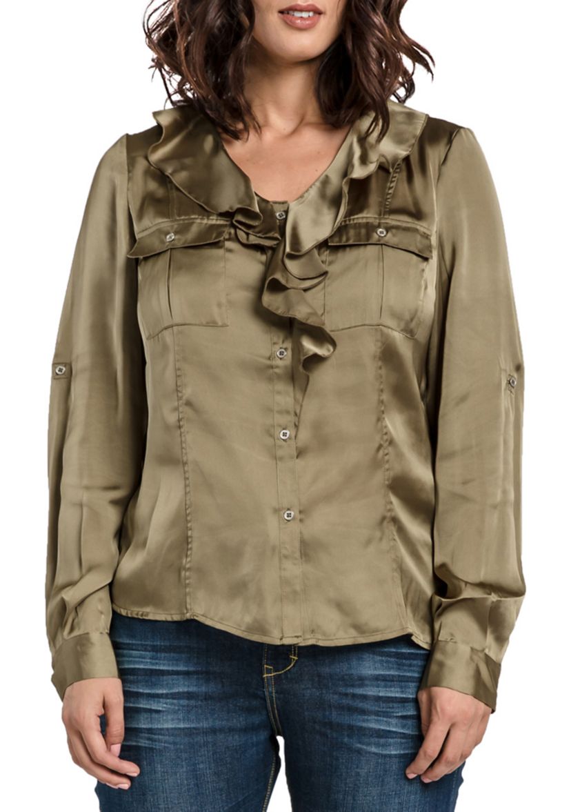 Satin Button Down Shirt