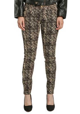 Miss Halladay Women's Printed Skinny Jeans, Brown, 12