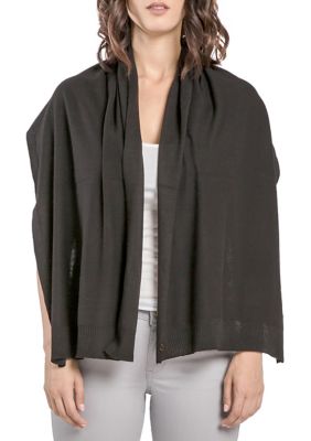 Miss Halladay Women's Sweater Knit Poncho, Black