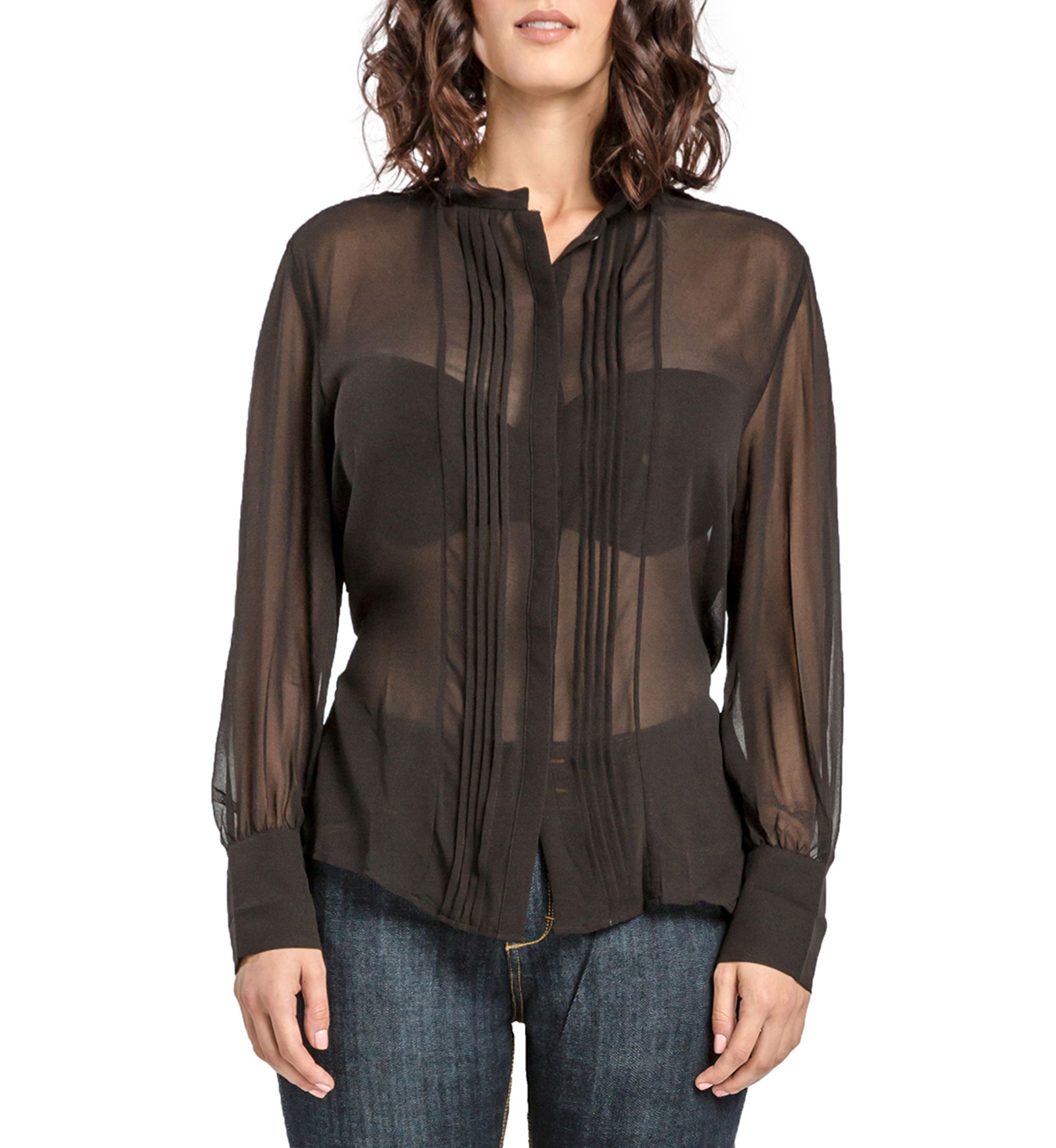 Womens Chiffon Button Down Shirt