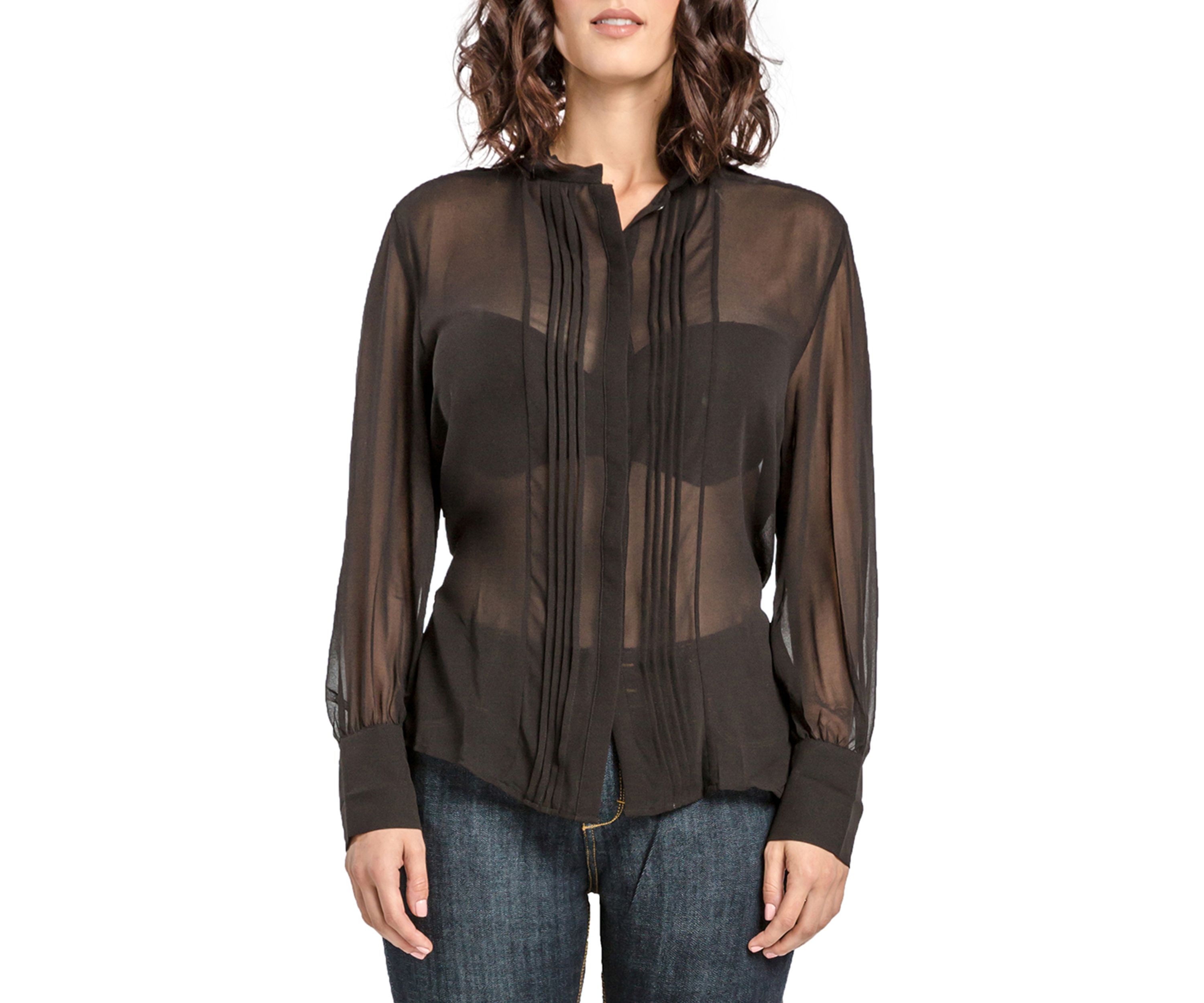 Womens Chiffon Button Down Shirt