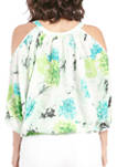 Womens Printed Cold Shoulder Blouse
