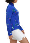 Womens Long Sleeve Floral Print 1/4 Zip Pullover