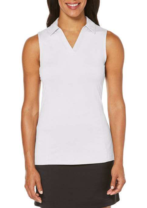 PGA TOUR Womens Sleeveless Front Print Polo Shirt