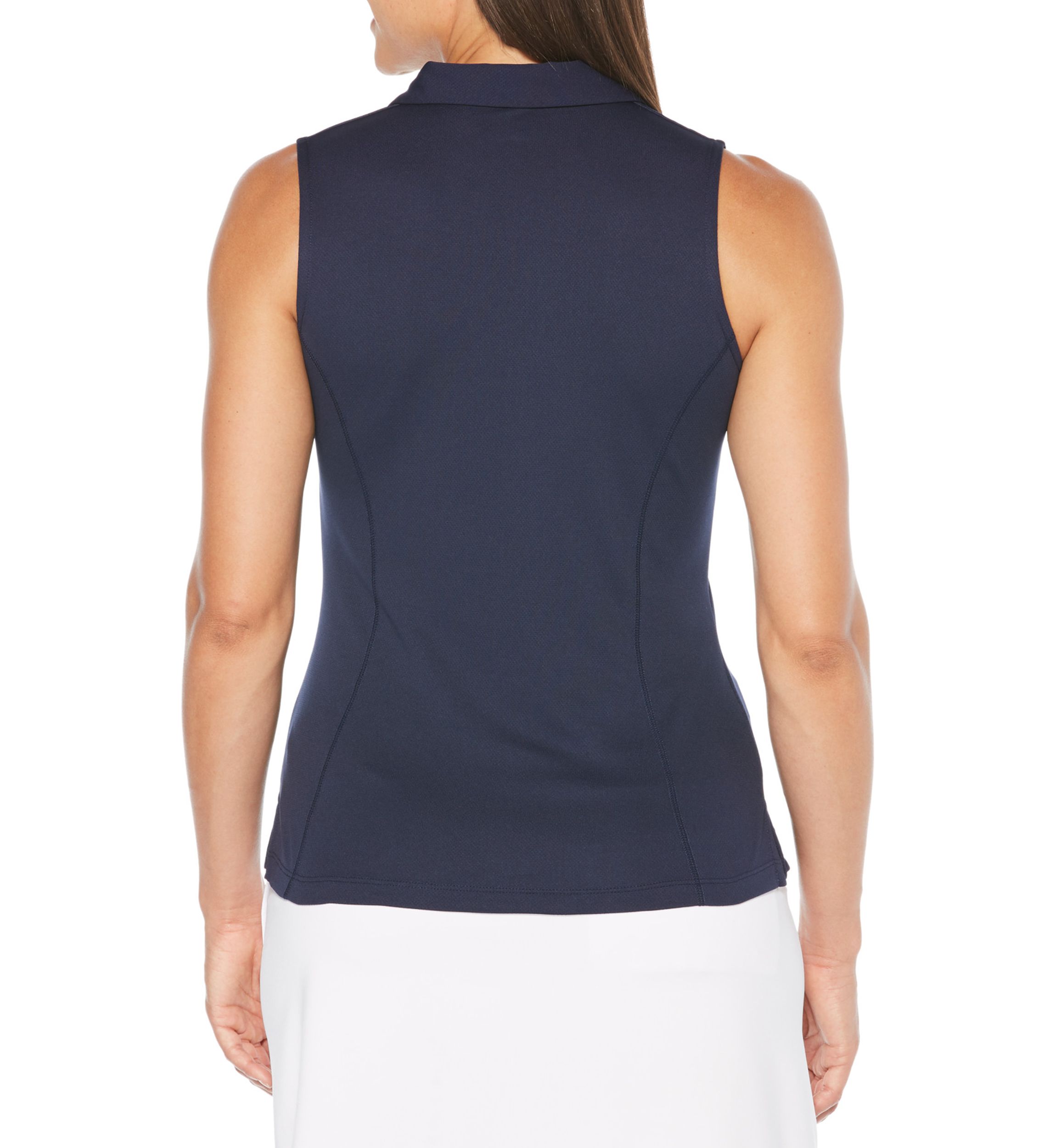 Womens Solid Sleeveless Golf Polo Shirt