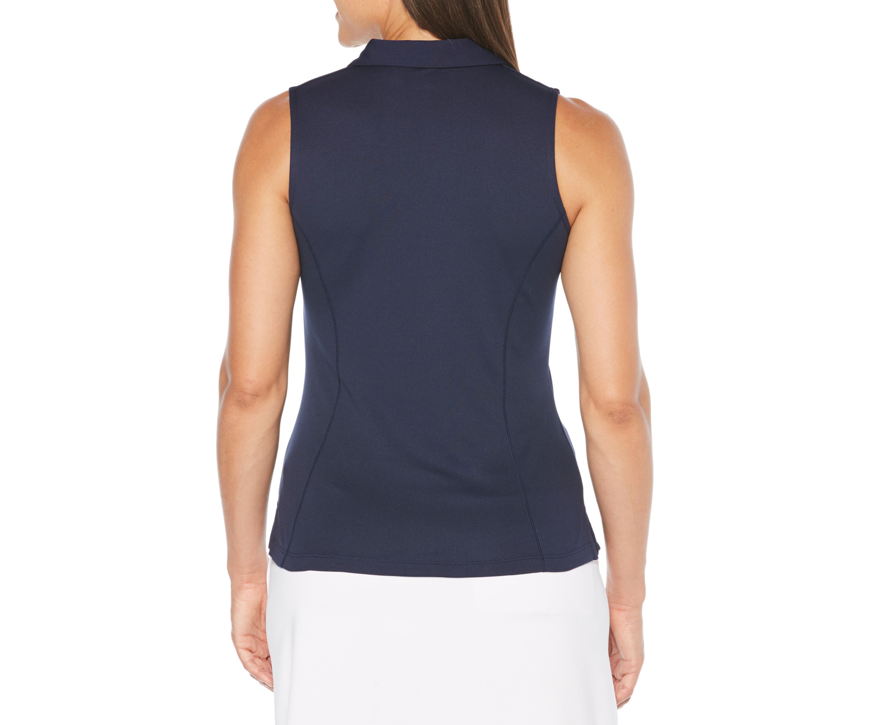 Womens Solid Sleeveless Golf Polo Shirt