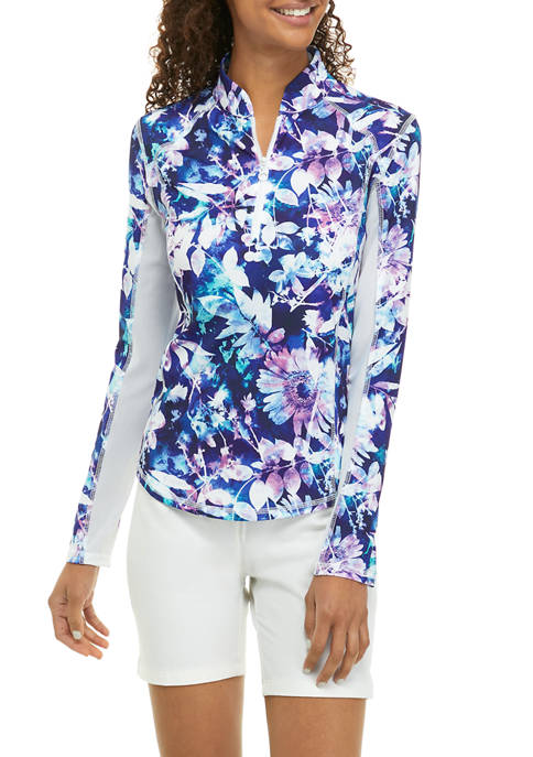 Womens Long Sleeve Floral Pullover
