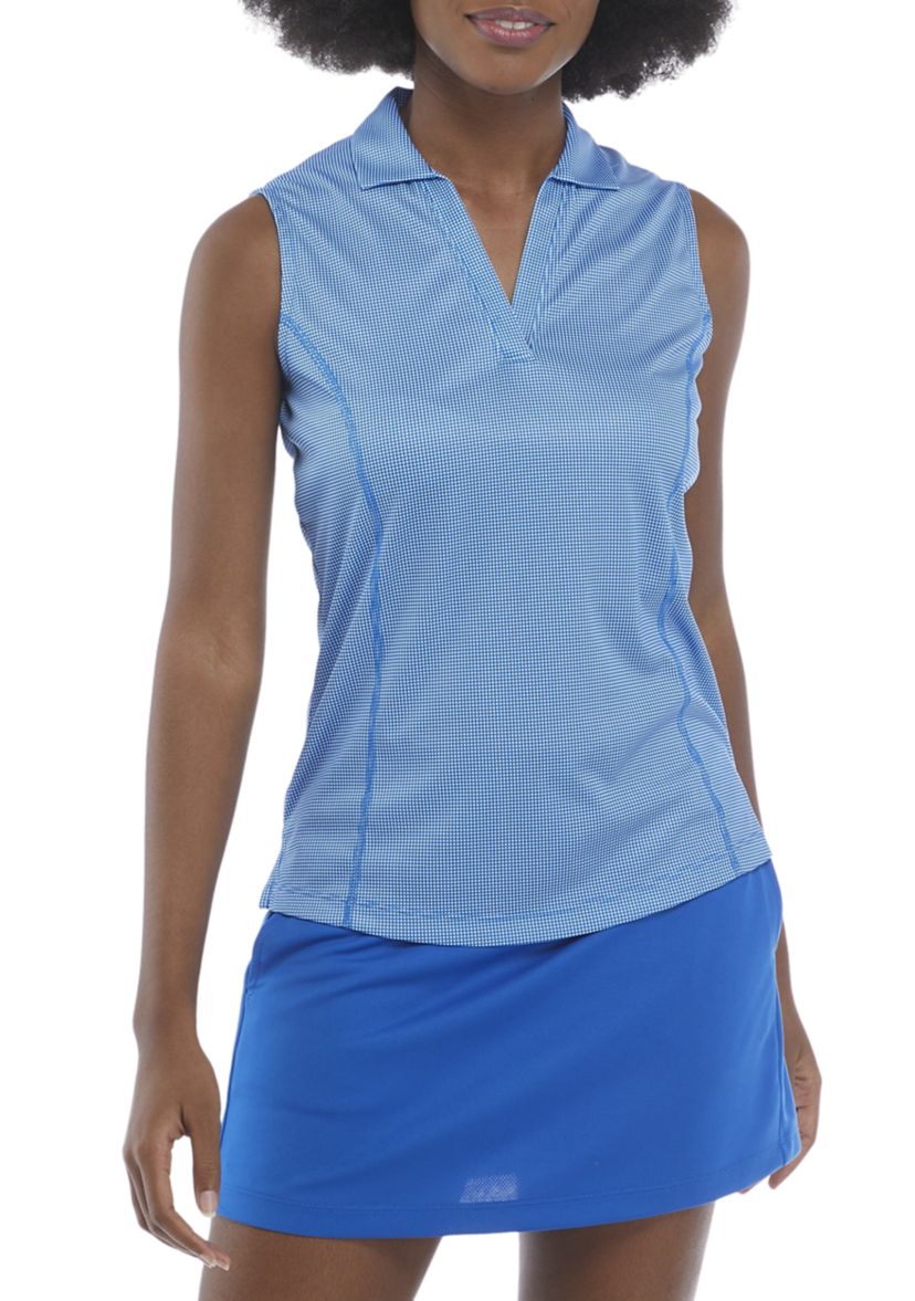 Sleeveless Gingham Collared Shirt 