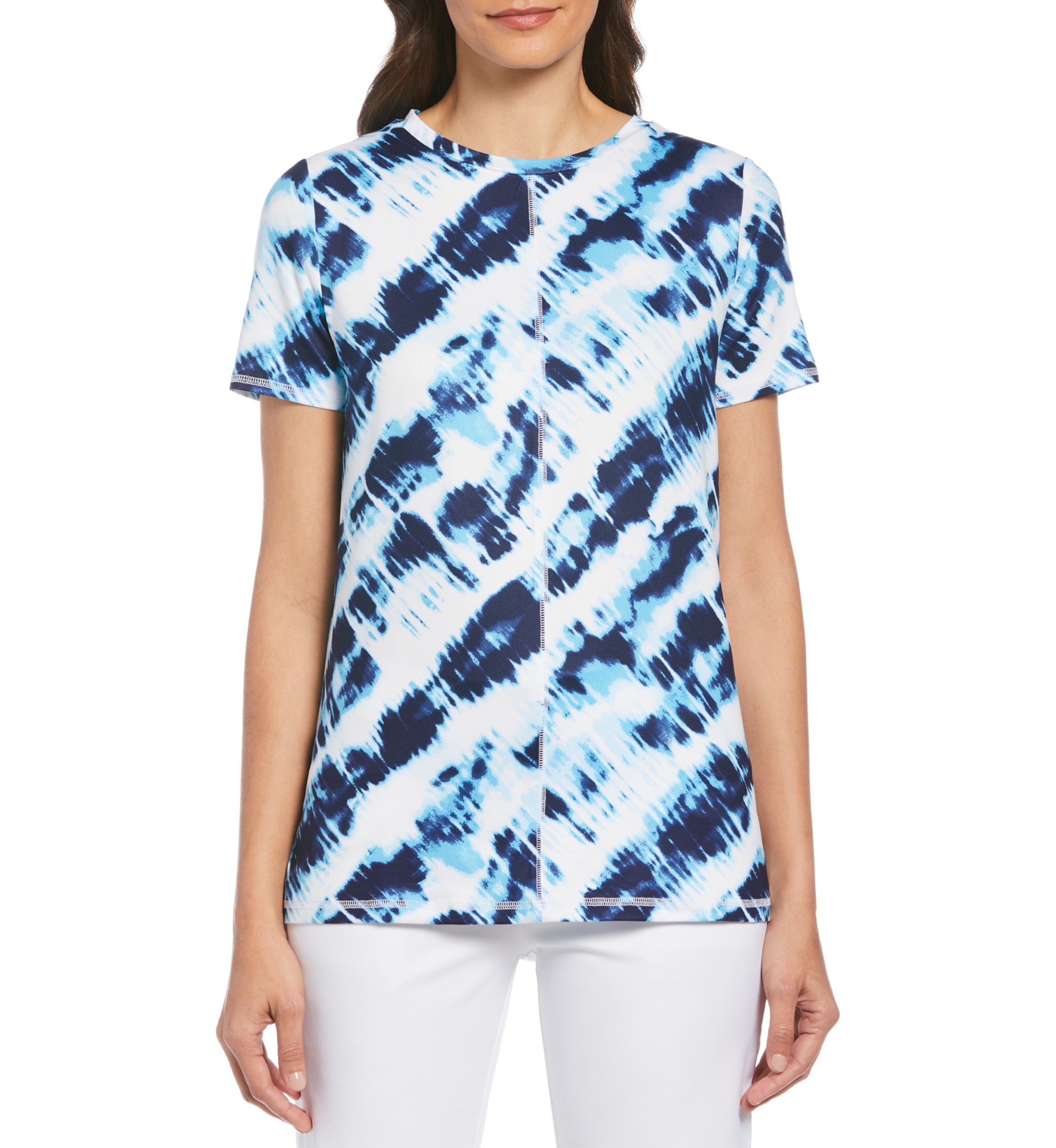 Short Sleeve Brushed Tie Dye Printed Crew Neck T-Shirt