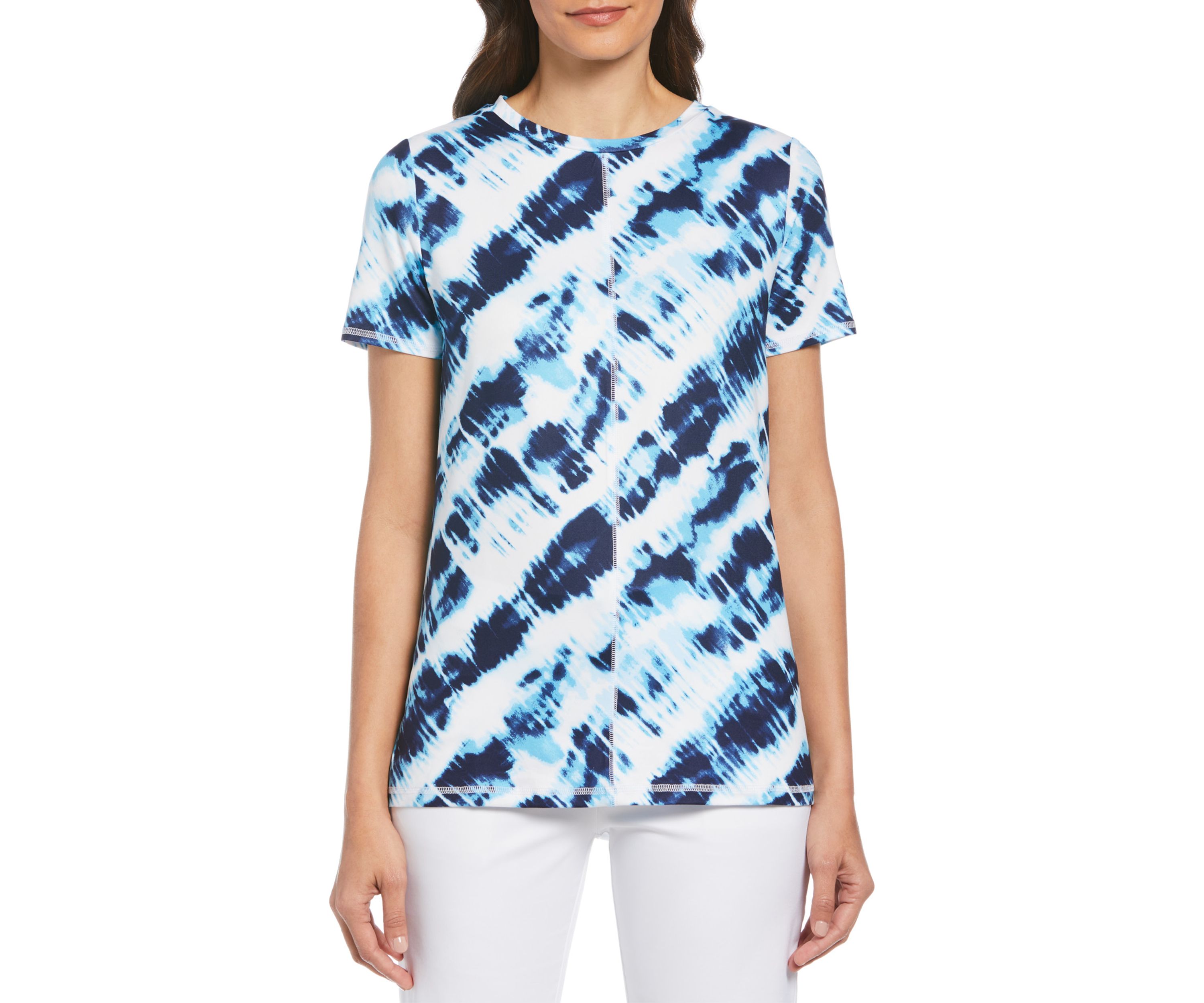 Short Sleeve Brushed Tie Dye Printed Crew Neck T-Shirt