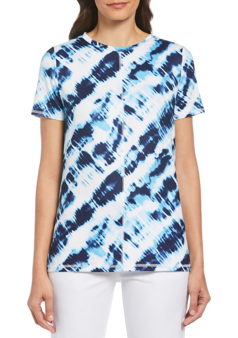 Short Sleeve Brushed Tie Dye Printed Crew Neck T-Shirt