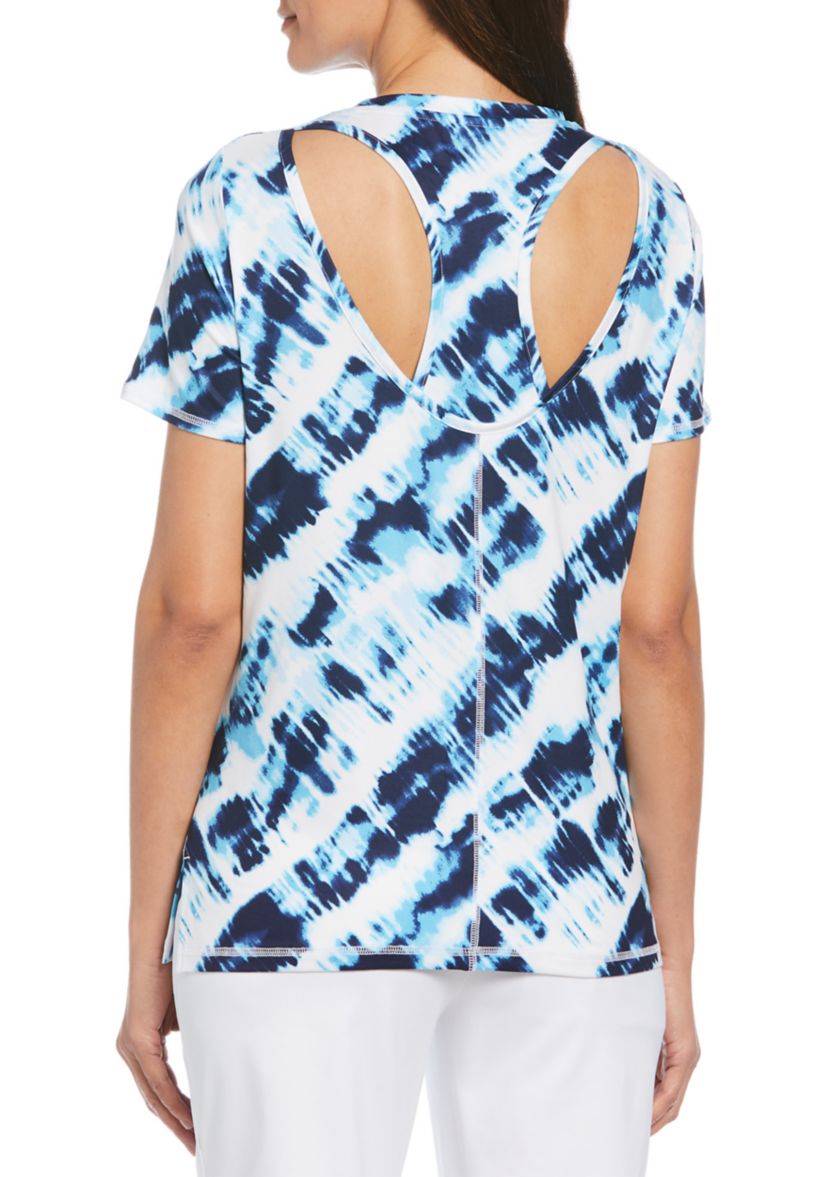 Short Sleeve Brushed Tie Dye Printed Crew Neck T-Shirt