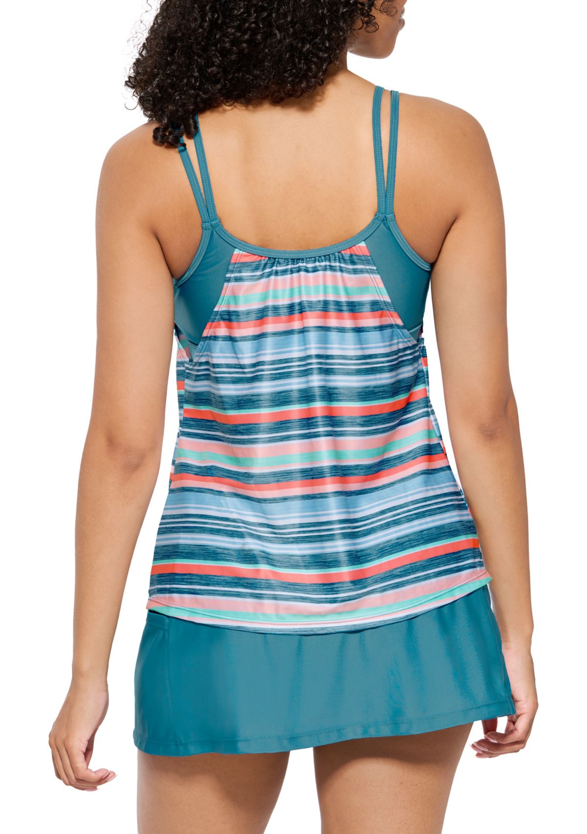 Womens Vacation Stripe 2 in 1 Tankini Swim Top