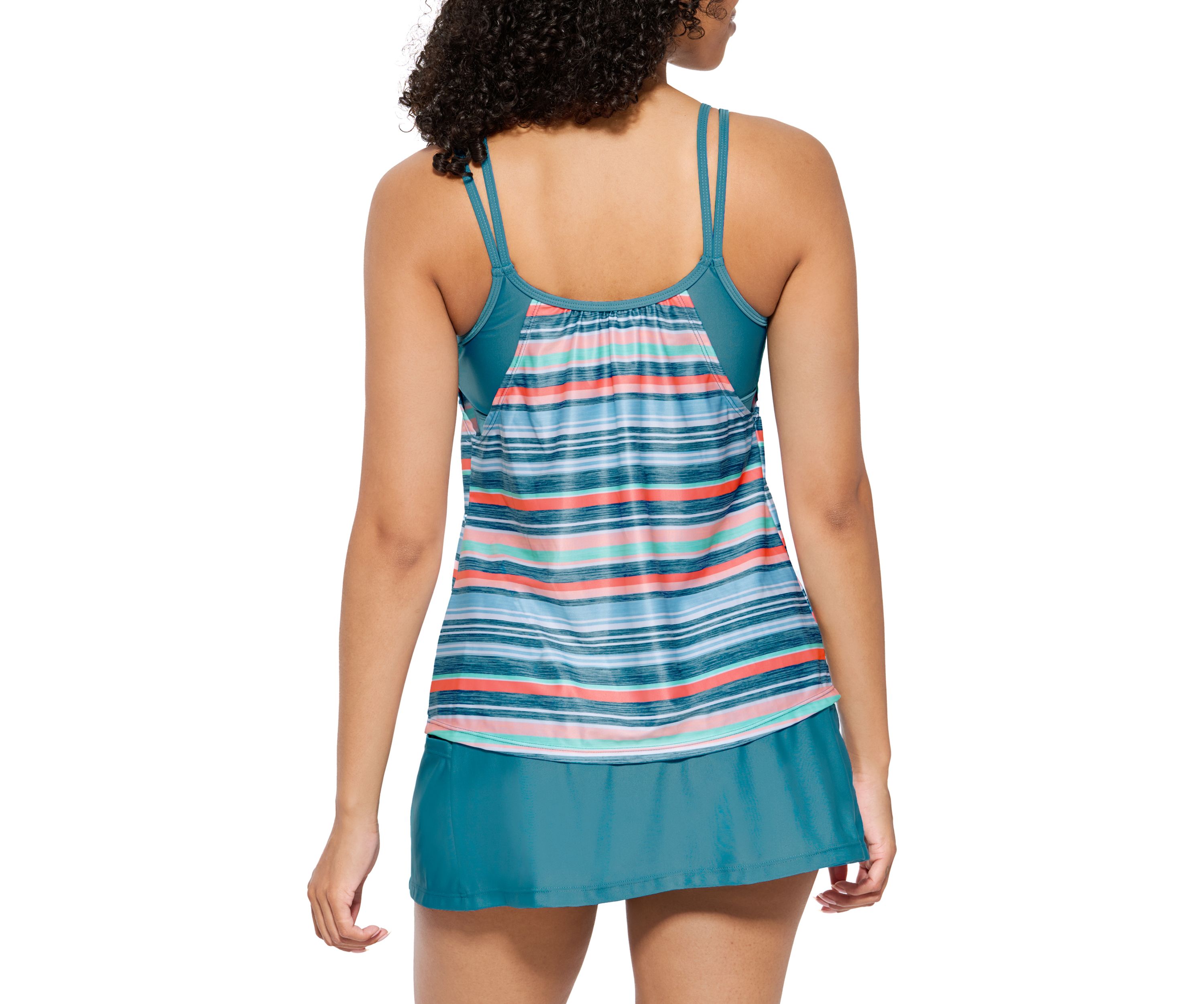Womens Vacation Stripe 2 in 1 Tankini Swim Top