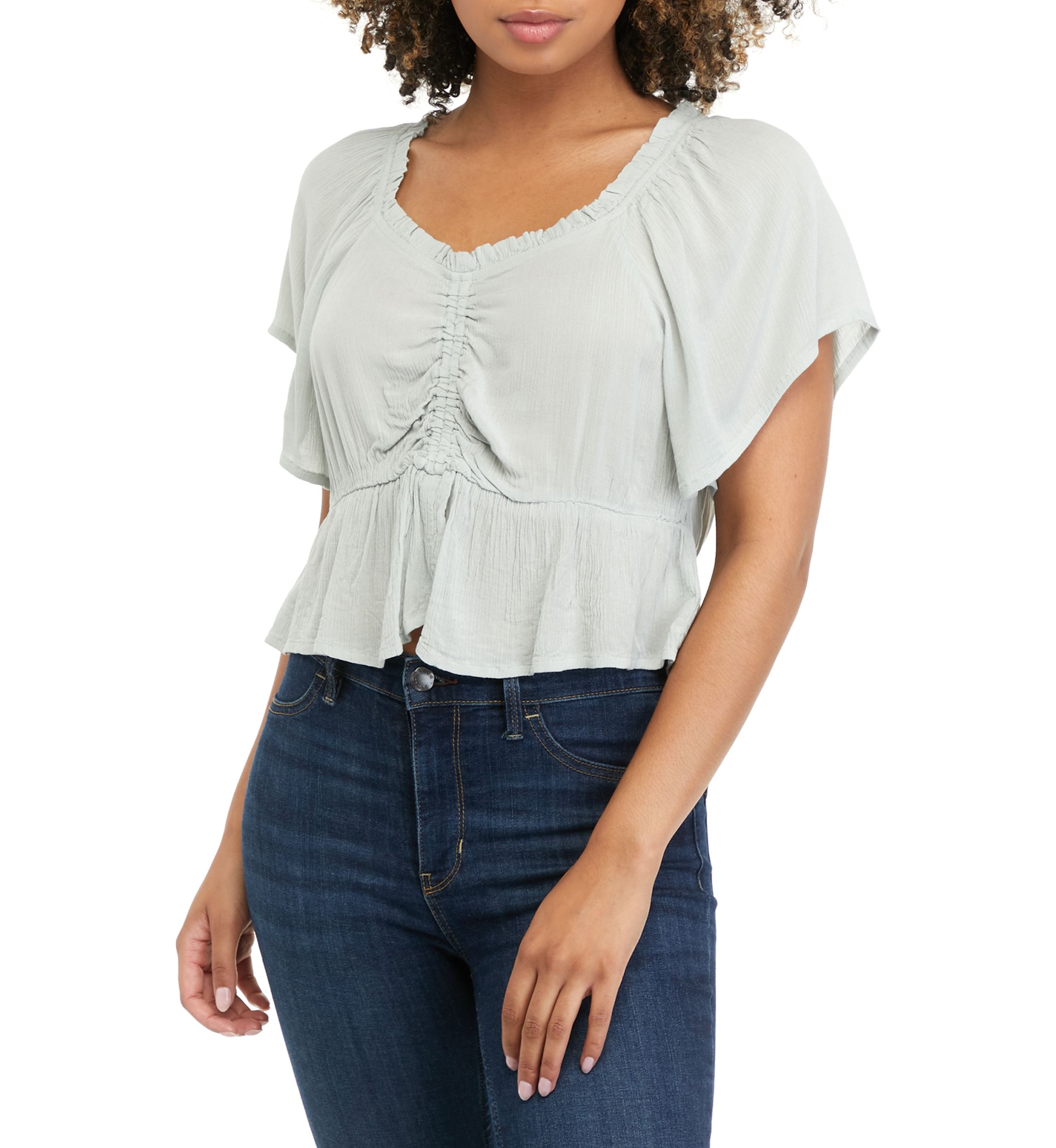 Short Sleeve Cinched Front Top