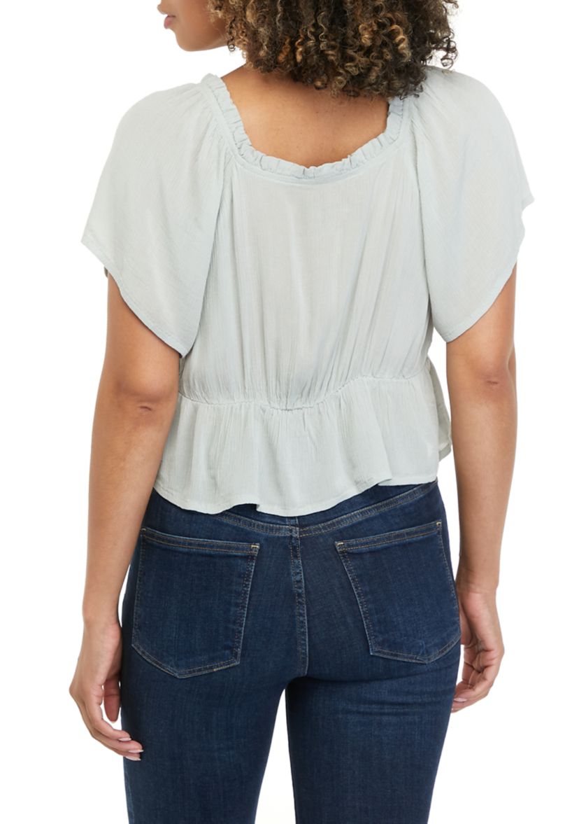 Short Sleeve Cinched Front Top