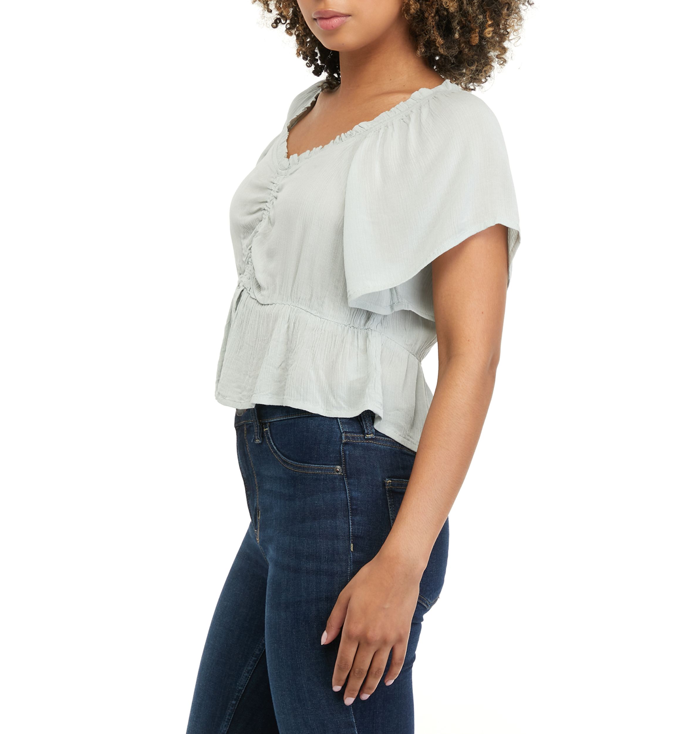 Short Sleeve Cinched Front Top