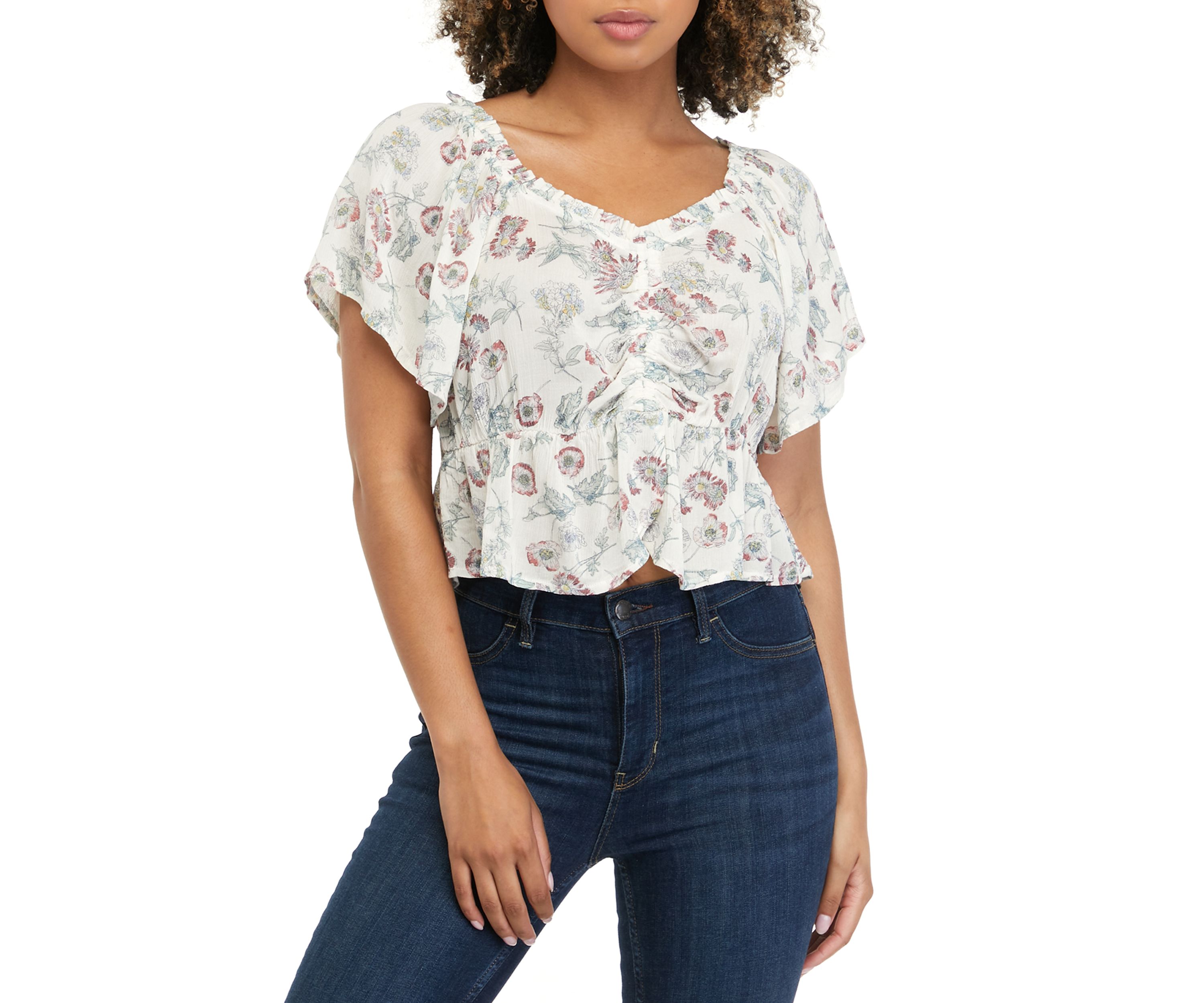 Short Sleeve Cinched Front Top