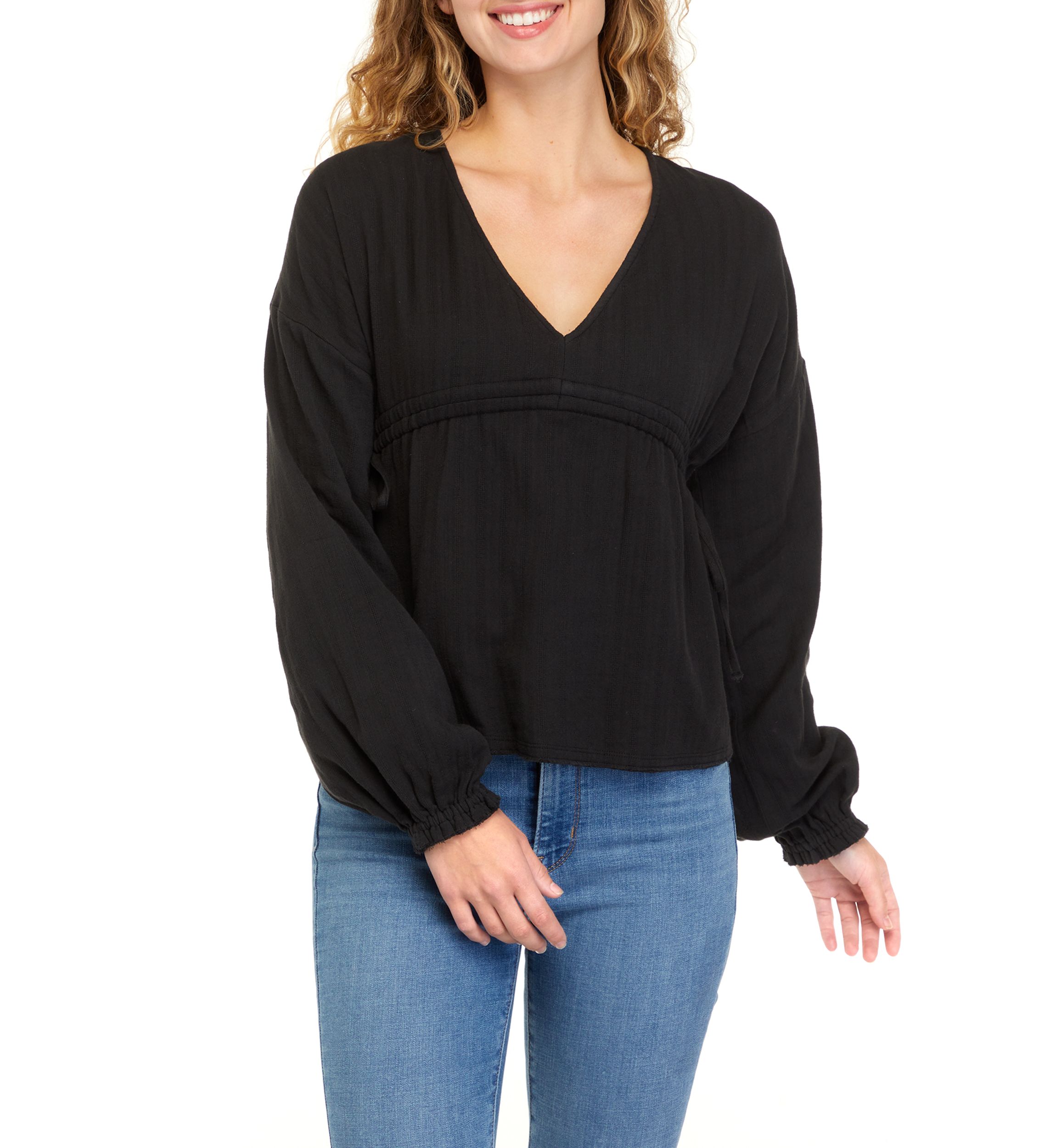 Drop Shoulder Cotton Peasant Top
