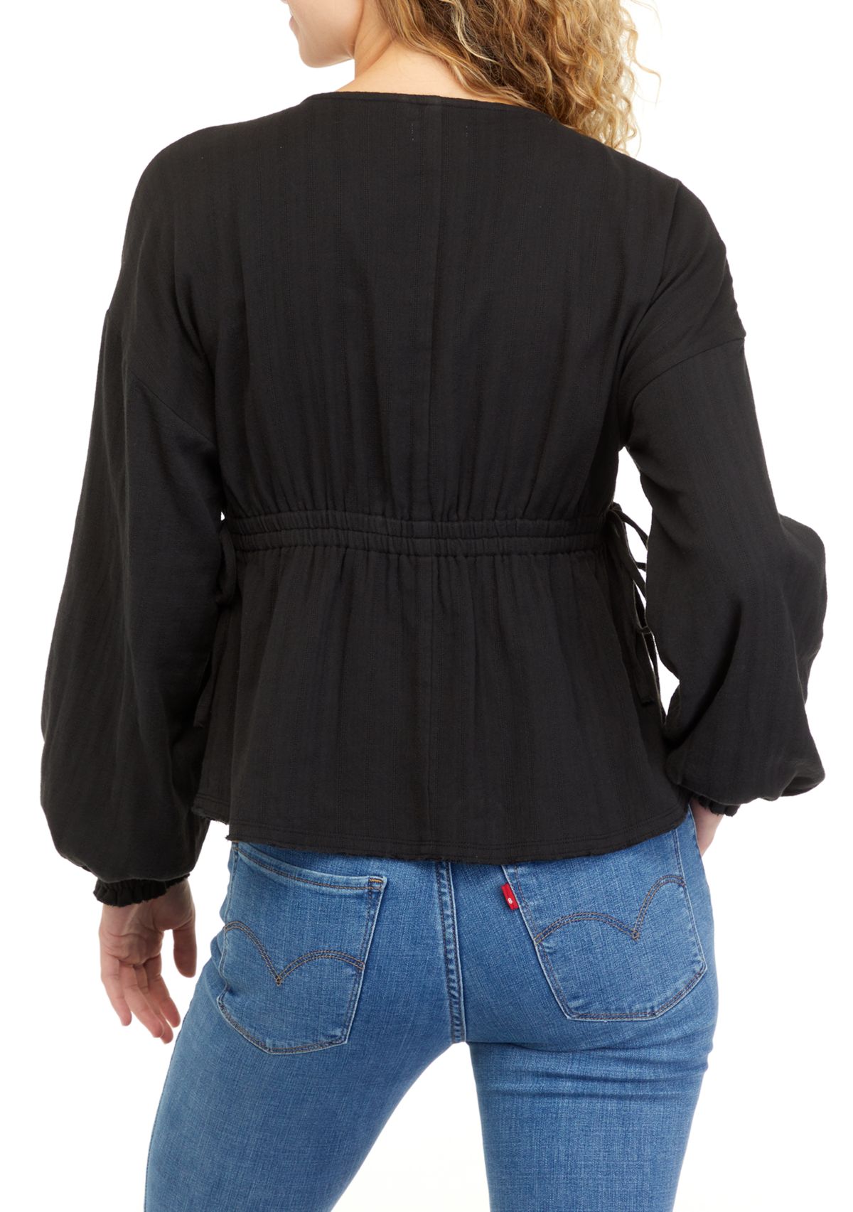 Drop Shoulder Cotton Peasant Top