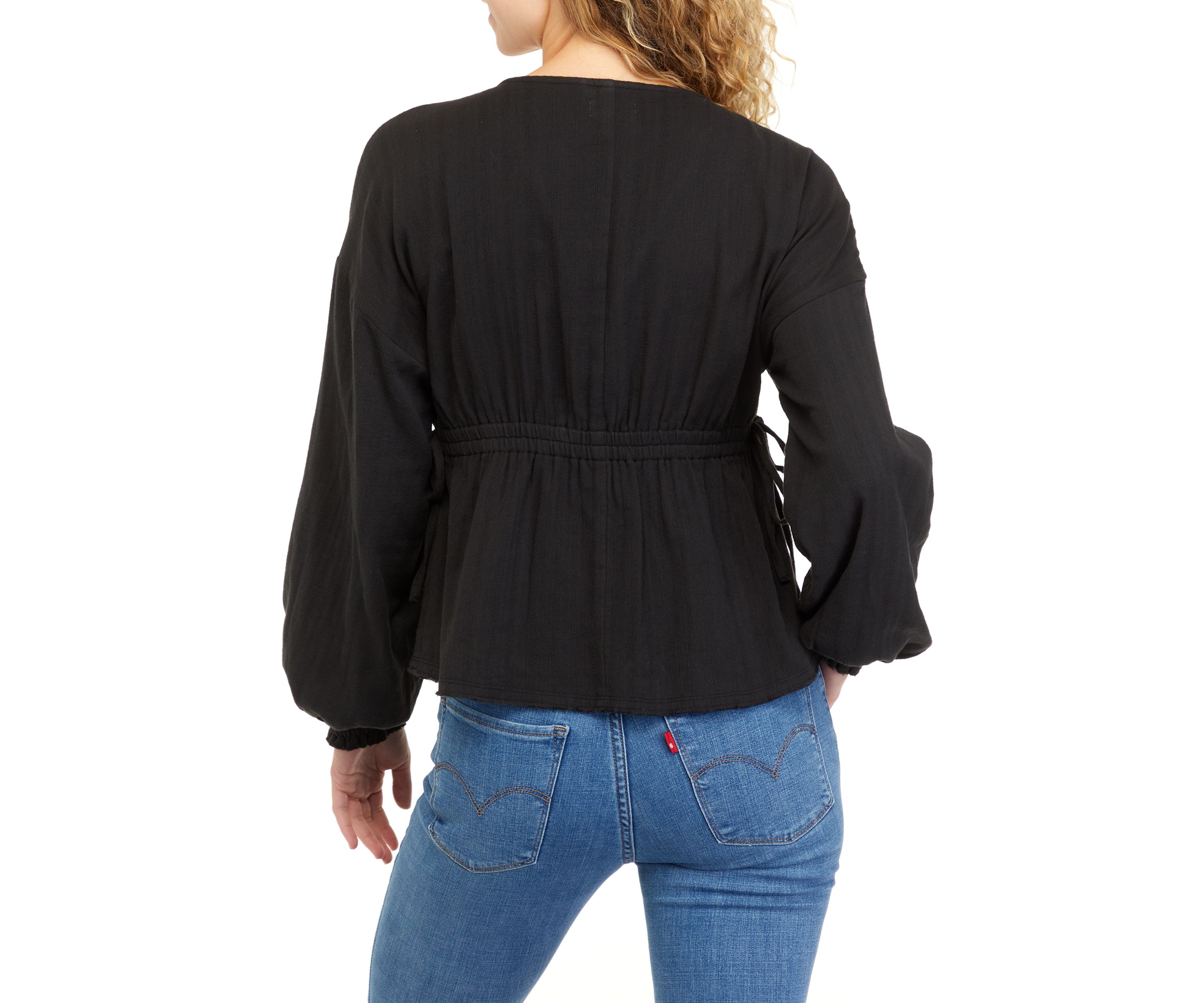 Drop Shoulder Cotton Peasant Top