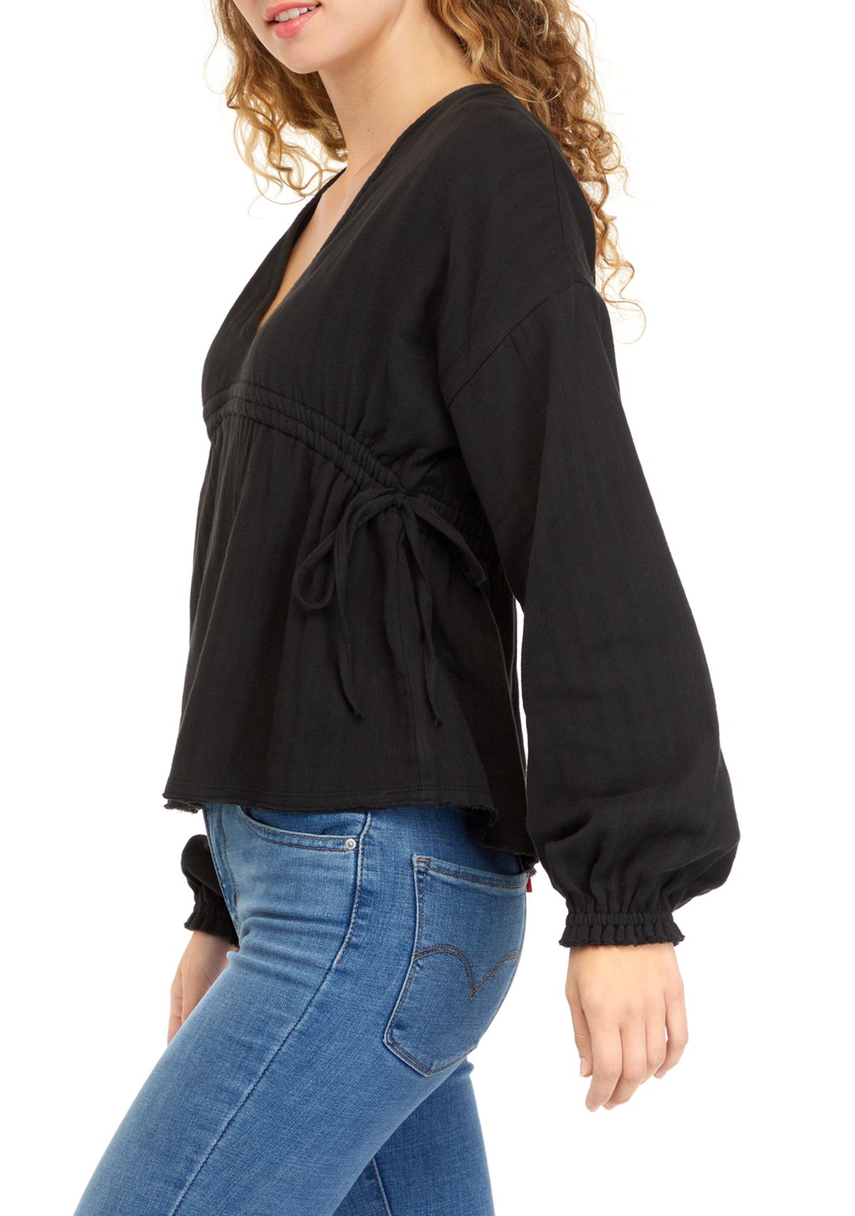 Drop Shoulder Cotton Peasant Top