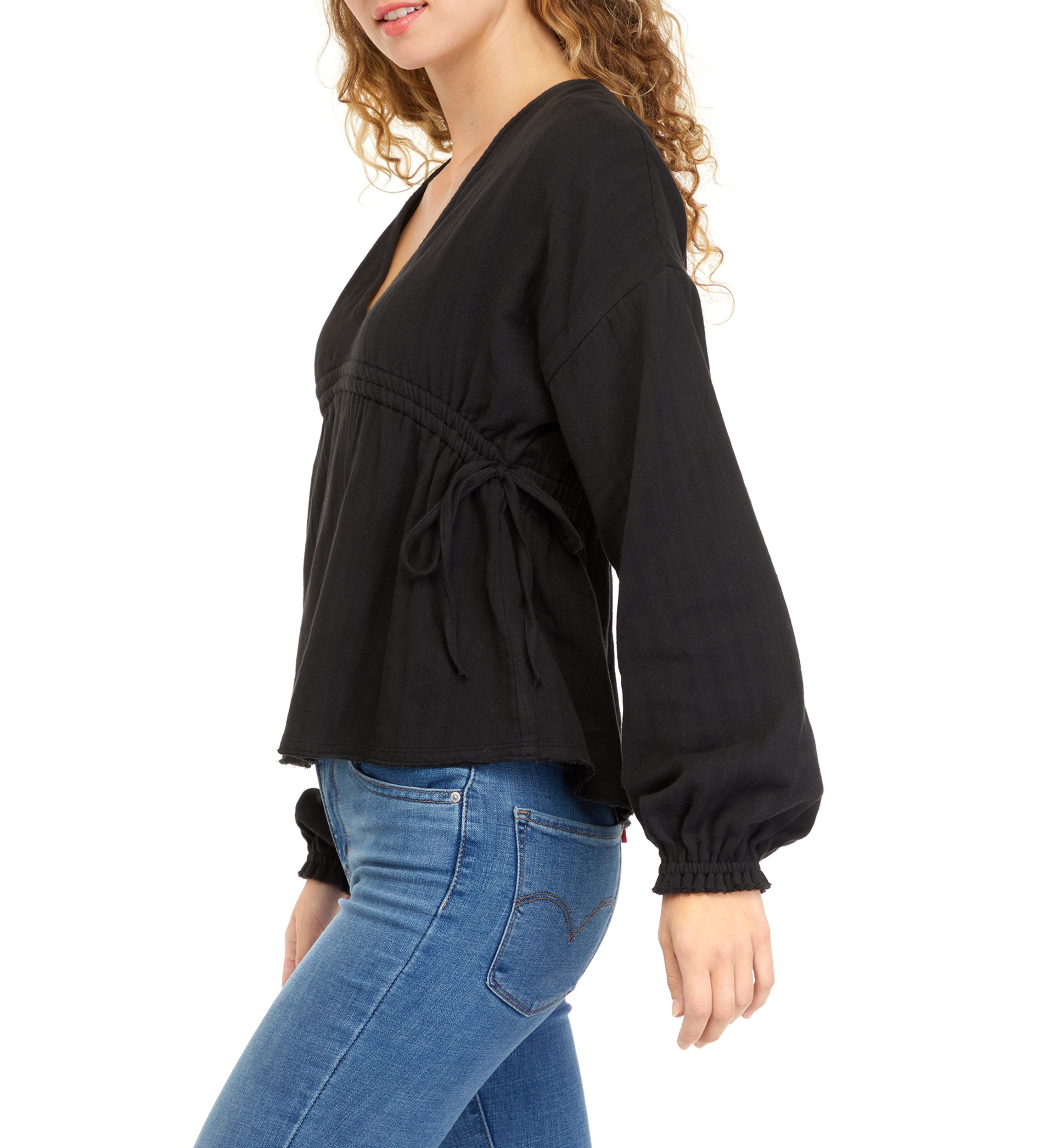 Drop Shoulder Cotton Peasant Top