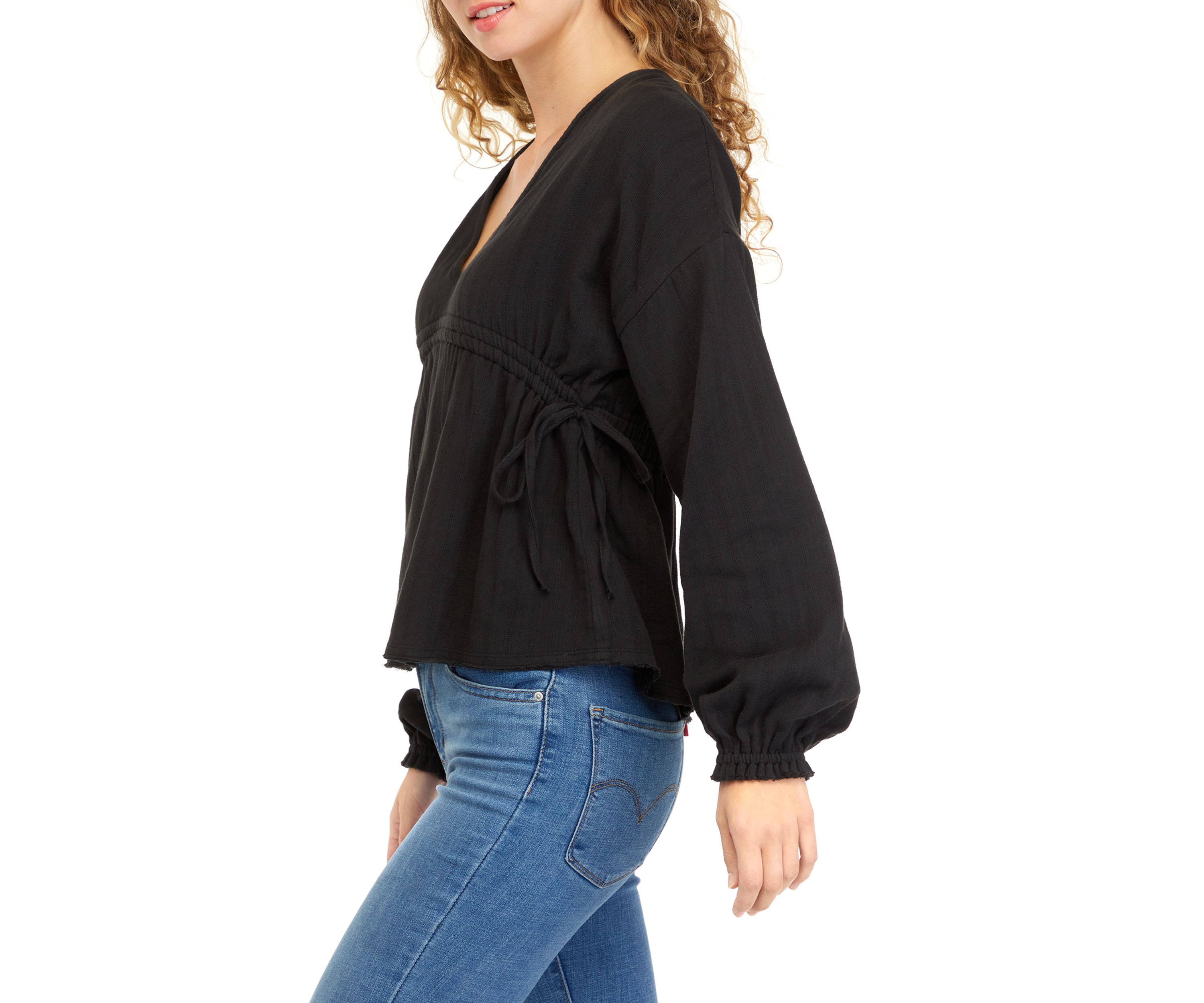 Drop Shoulder Cotton Peasant Top