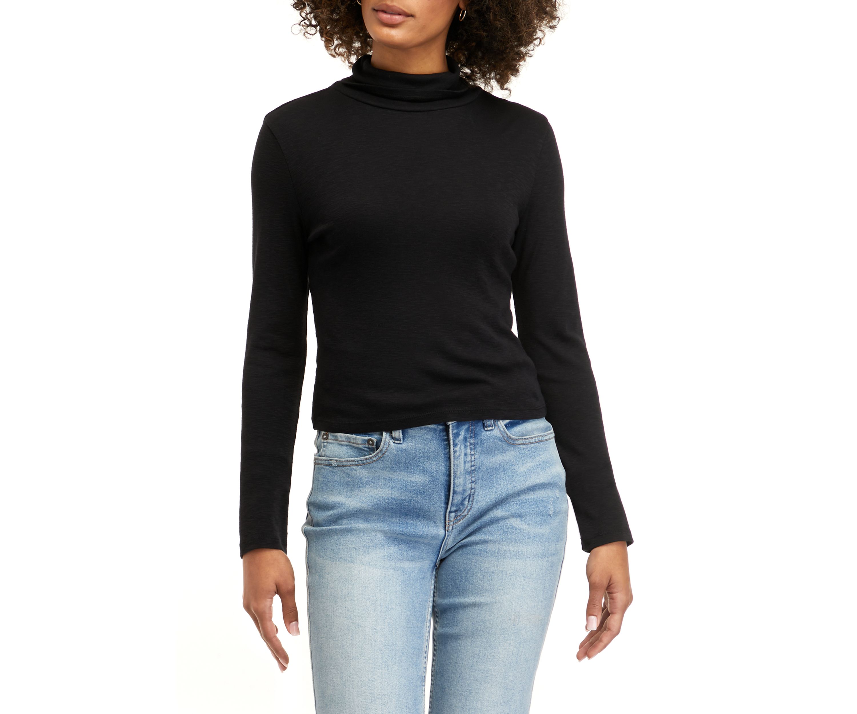 Long Sleeve Mock Ribbed T-Shirt