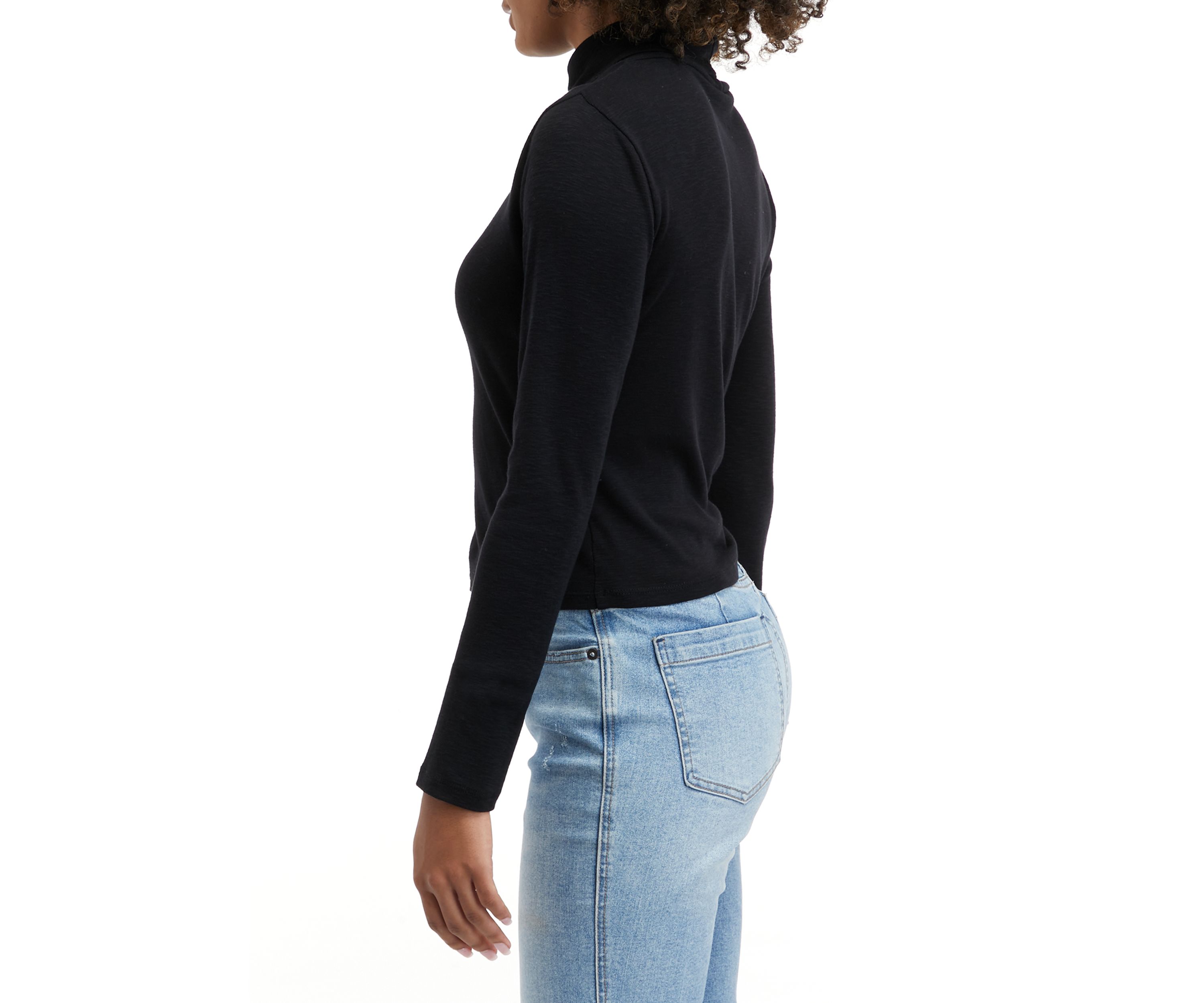 Long Sleeve Mock Ribbed T-Shirt