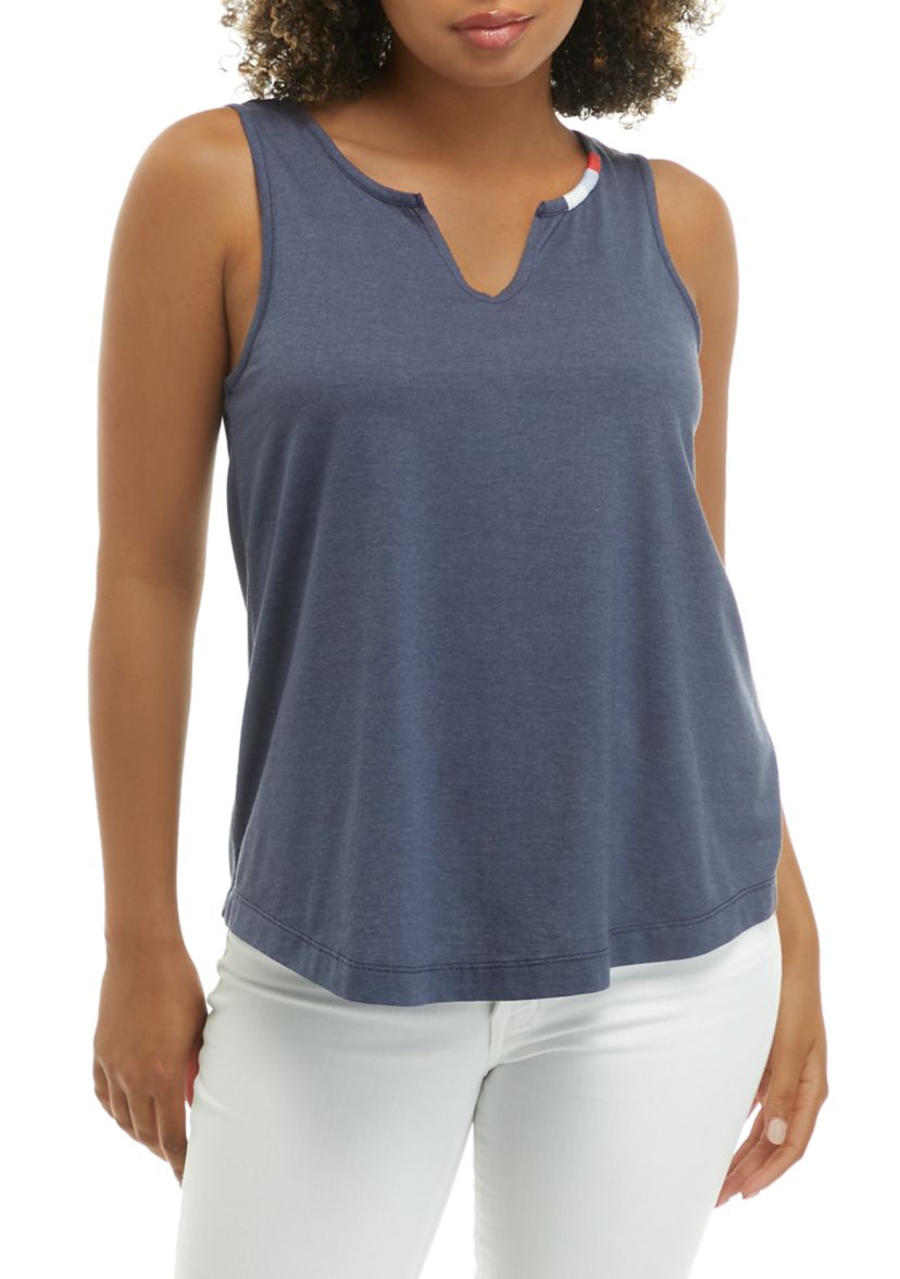 Solid Notch Neck Tank Top